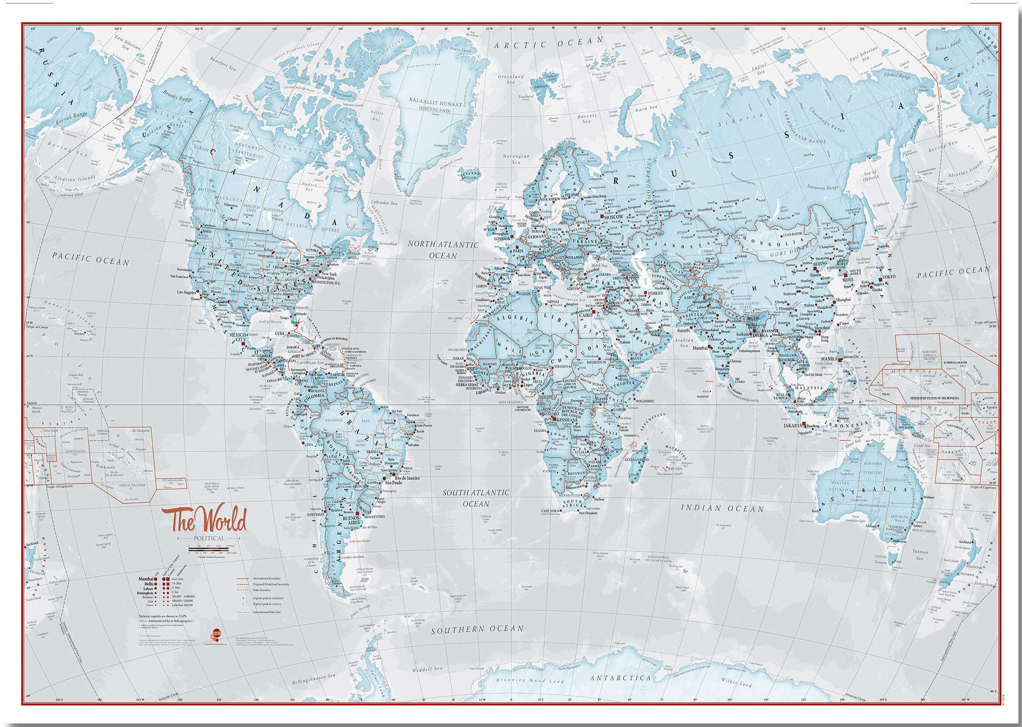 WM01226_M_PNBRD - The World Is Art - Wall Map Aqua