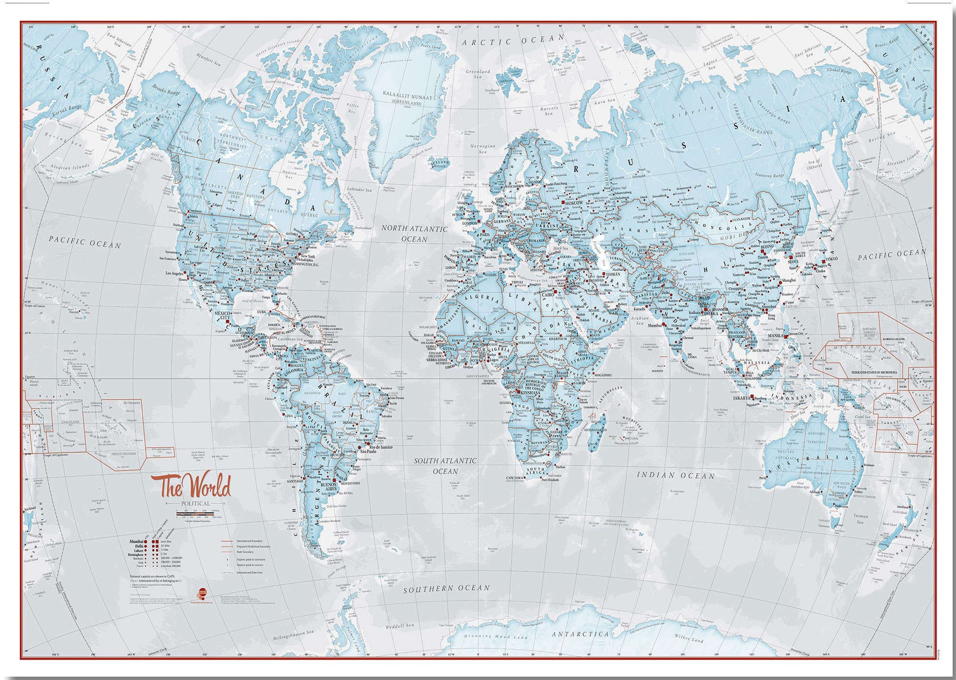 WM01226_S_PNBRD - The World Is Art - Wall Map Aqua