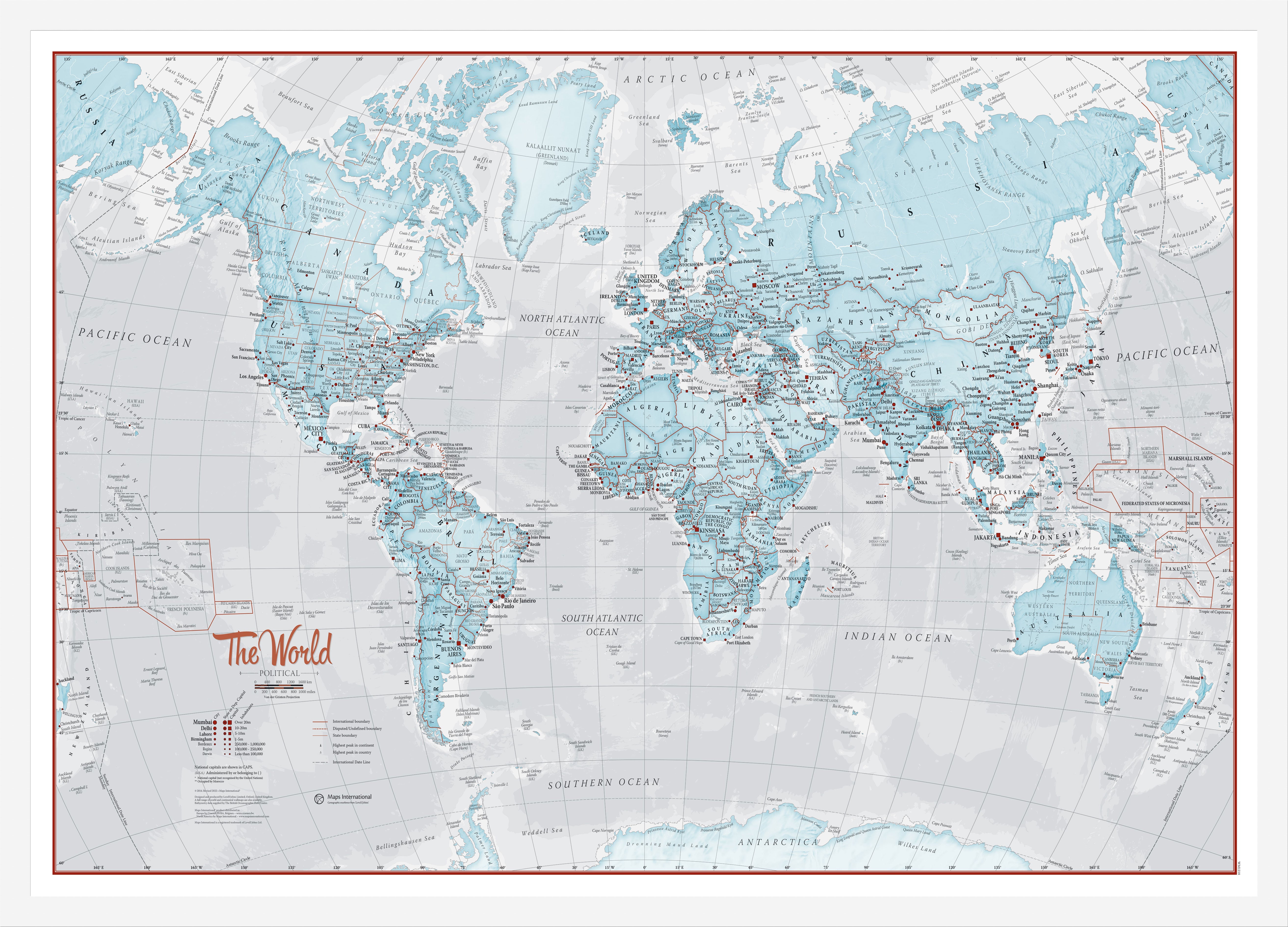 WM01226_S_WDWHI - The World Is Art - Wall Map Aqua