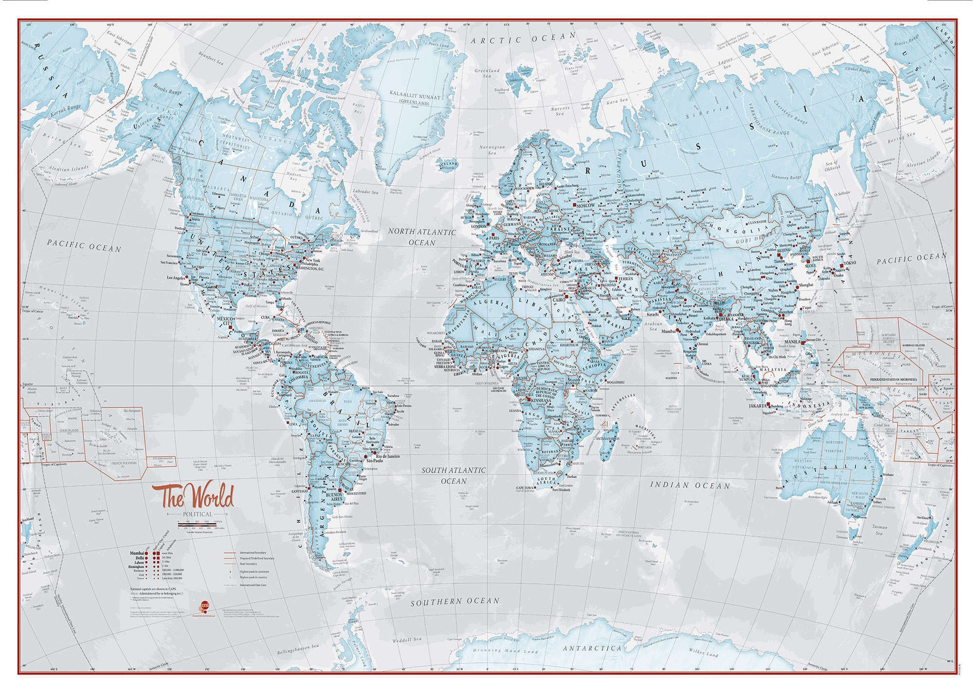 WM01226_H_PAPER - The World Is Art - Wall Map Aqua
