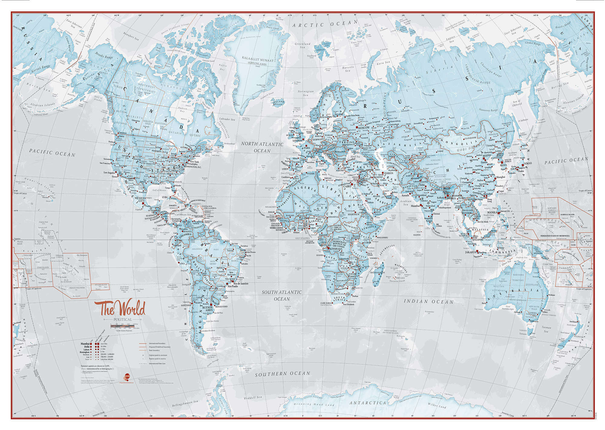 WM01226_S_LAMIN - The World Is Art - Wall Map Aqua