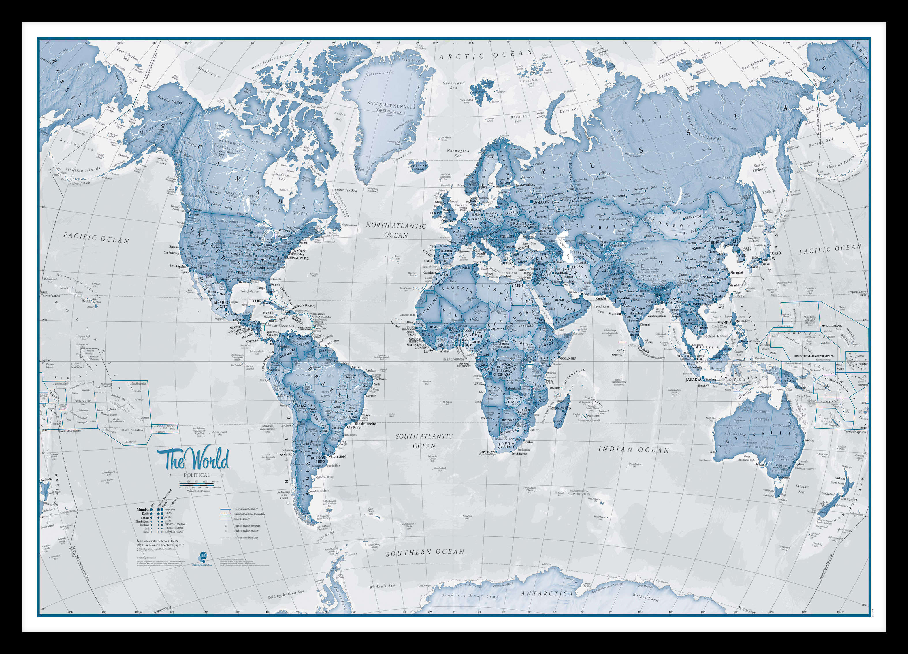WM00272_M_PINBL - The World Is Art - Wall Map Blue
