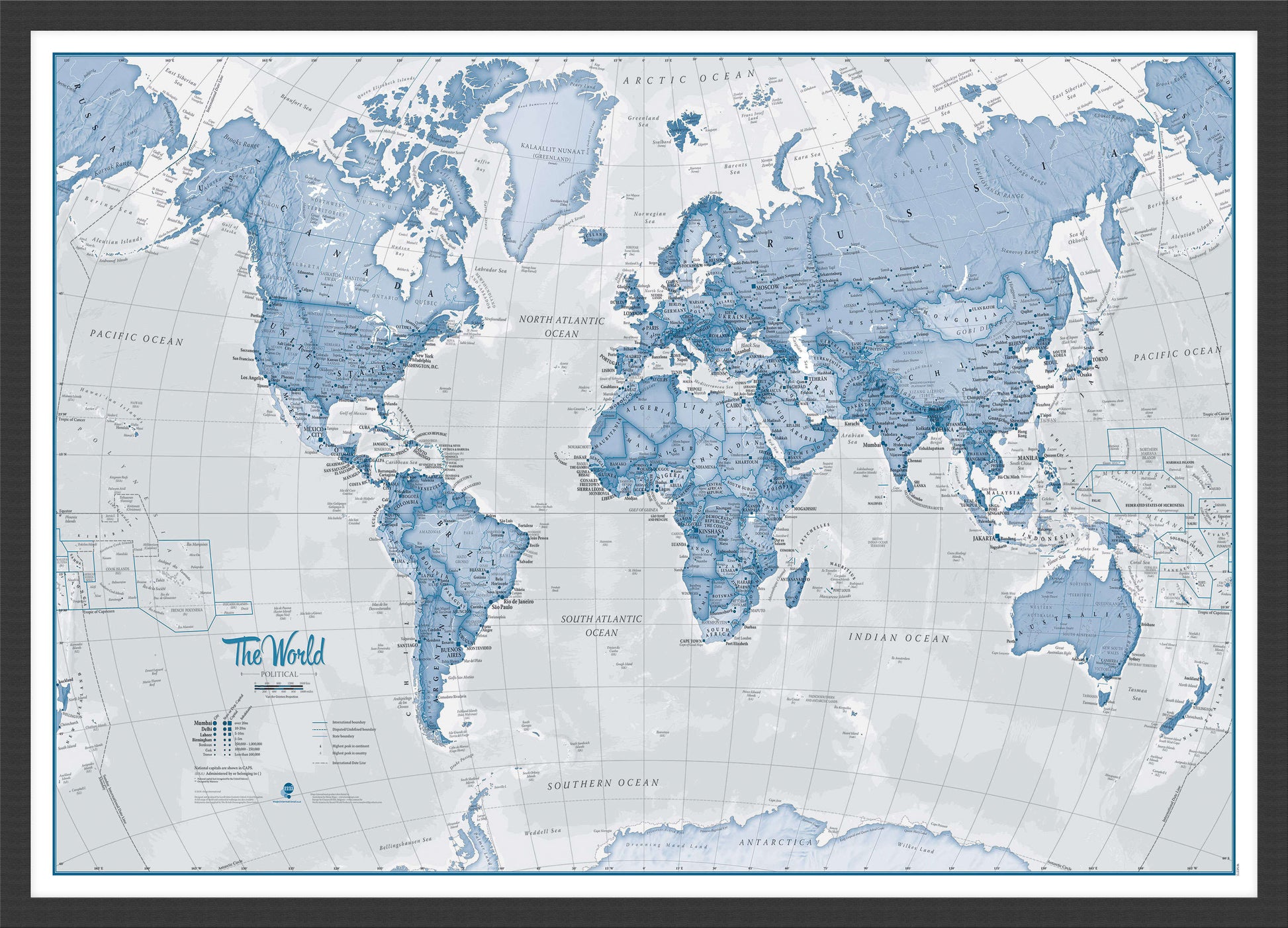 WM00272_M_BWBLA - The World Is Art - Wall Map Blue