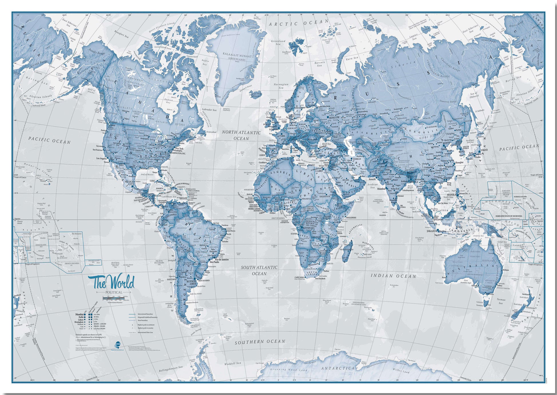 WM00272_S_PNBRD - The World Is Art - Wall Map Blue