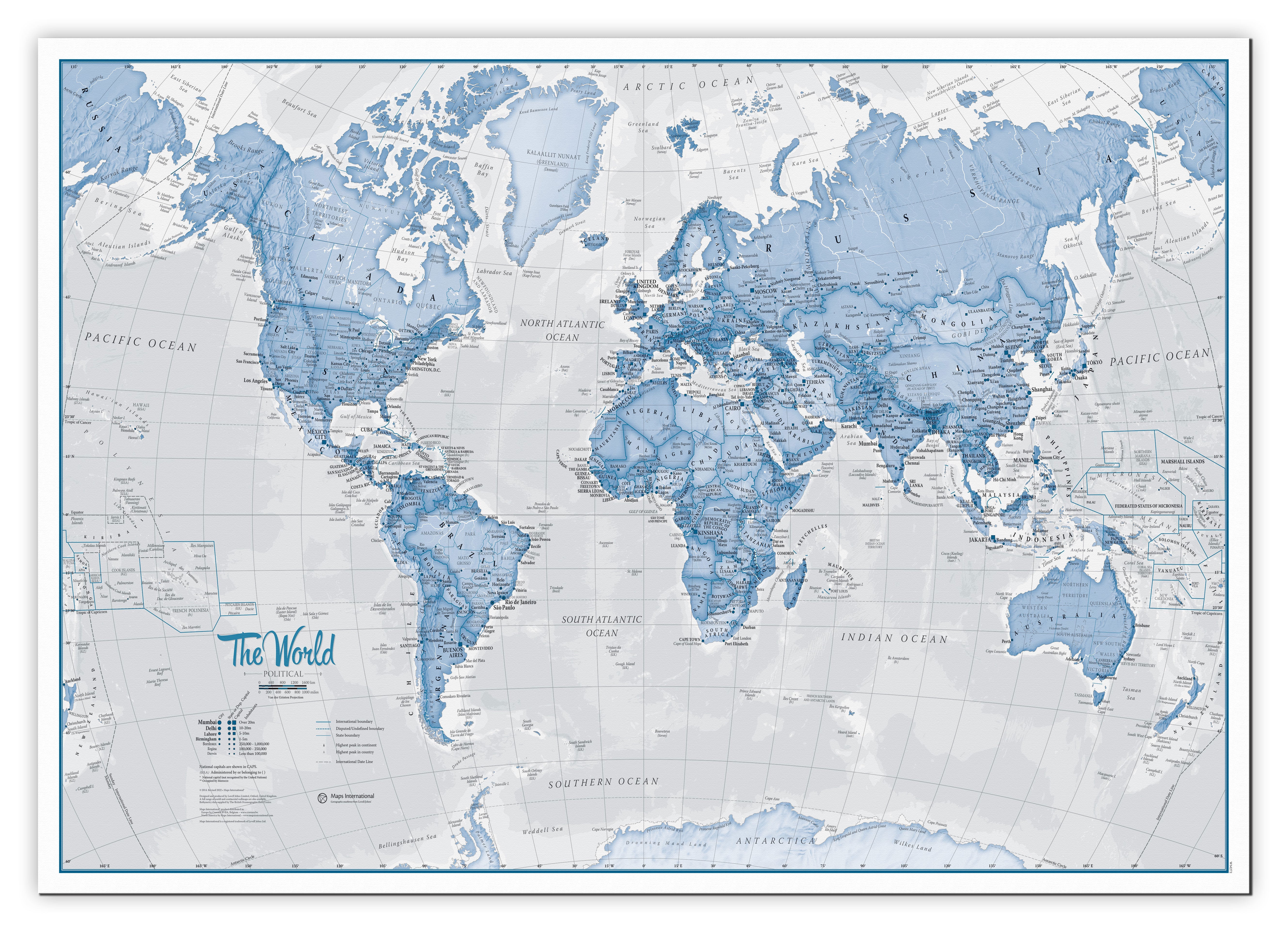 WM00272_H_CANVA - The World Is Art - Wall Map Blue