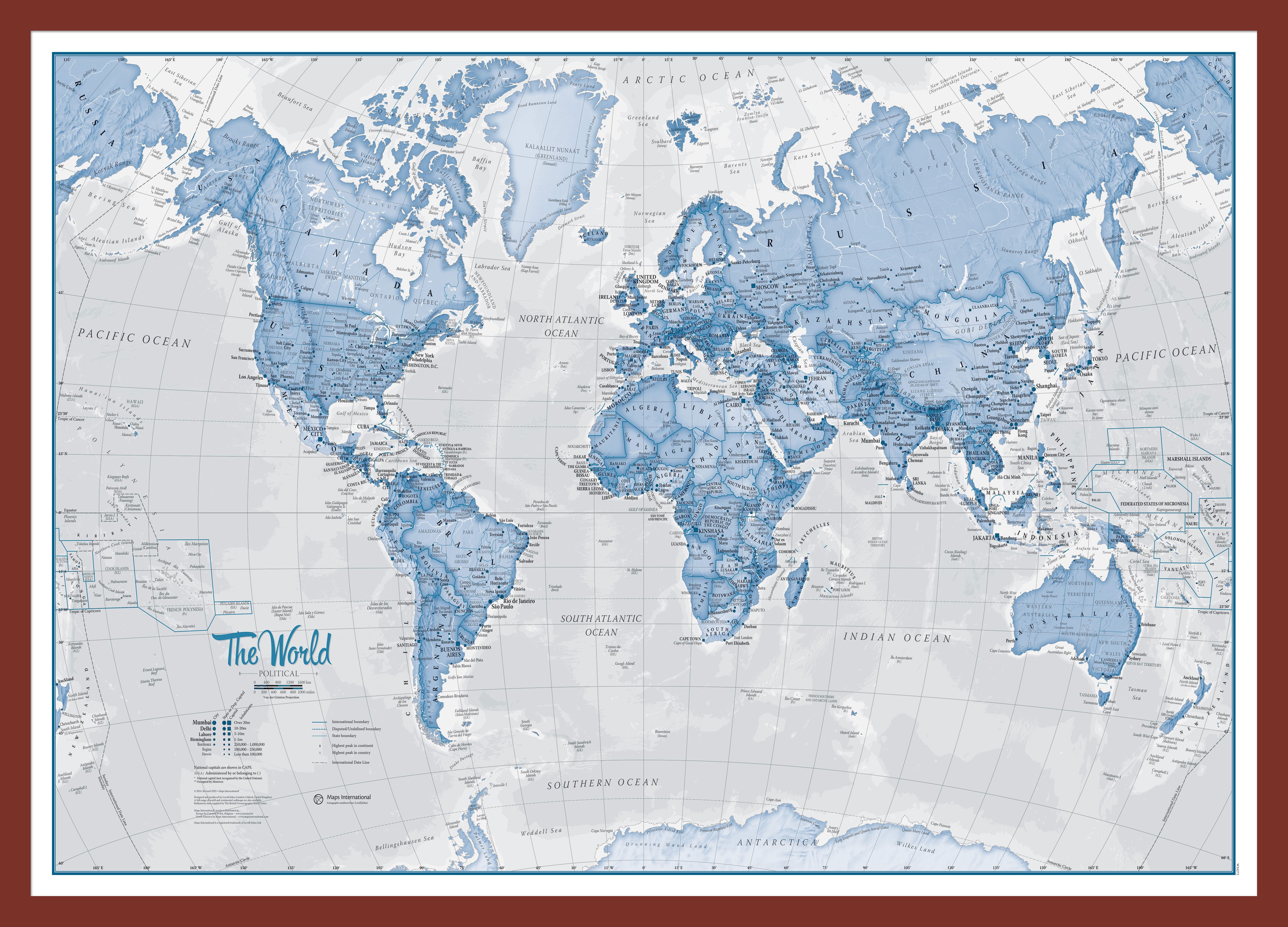 WM00272_M_PINOK - The World Is Art - Wall Map Blue
