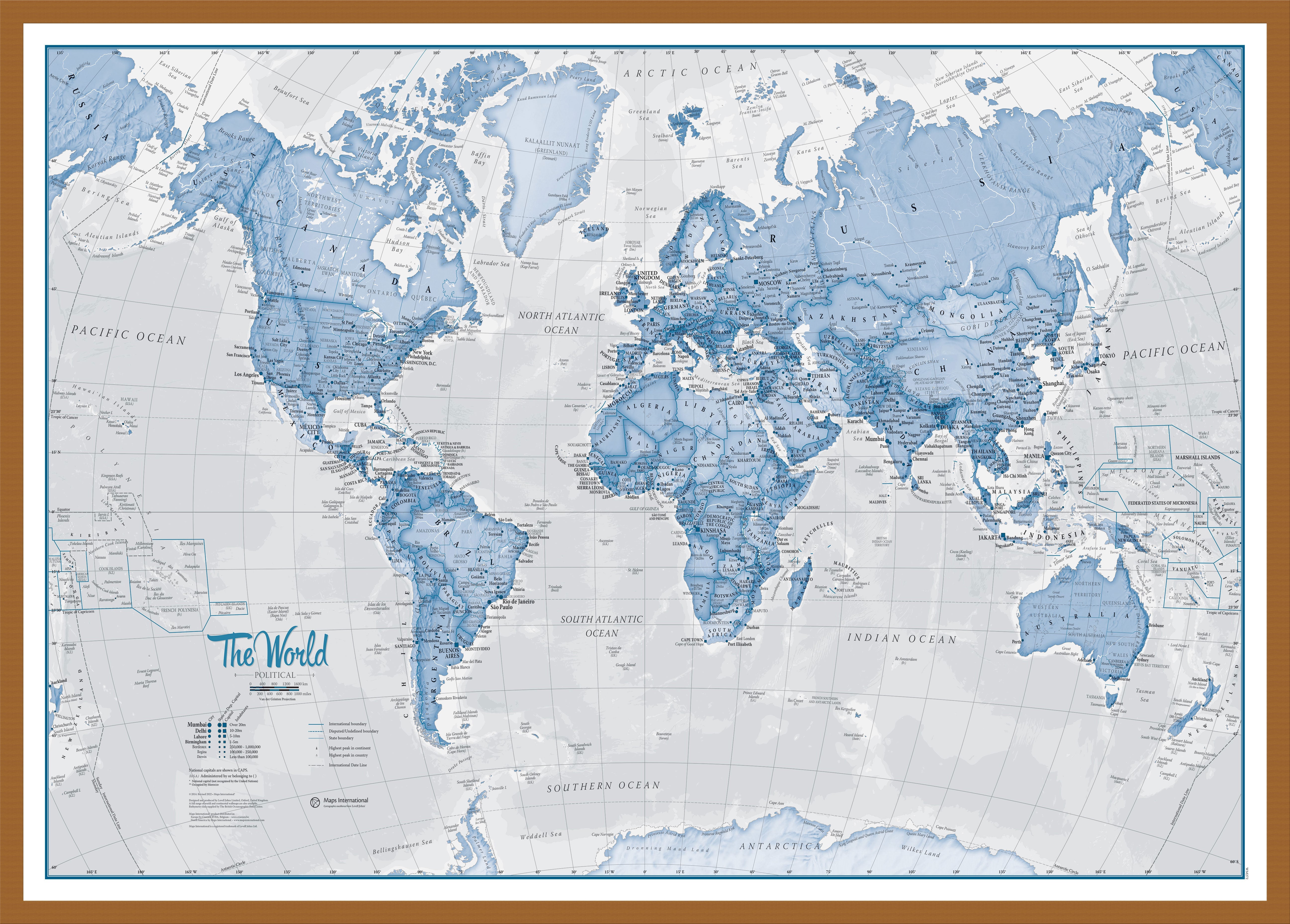 WM00272_L_WDTEA - The World Is Art - Wall Map Blue