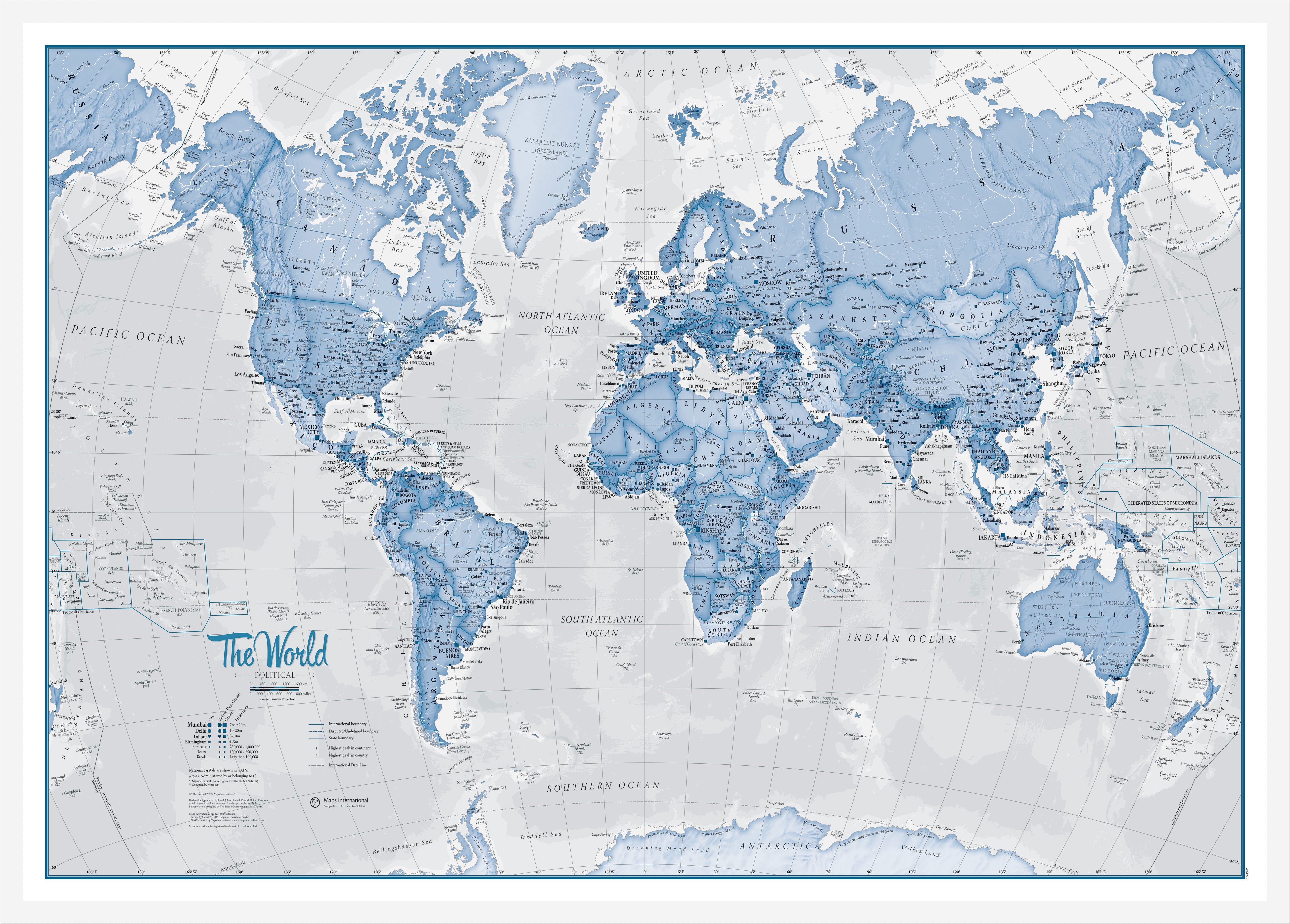 WM00272_L_WDWHI - The World Is Art - Wall Map Blue