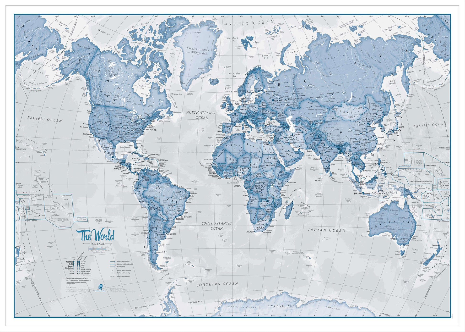 WM00272_L_WDWHI - The World Is Art - Wall Map Blue