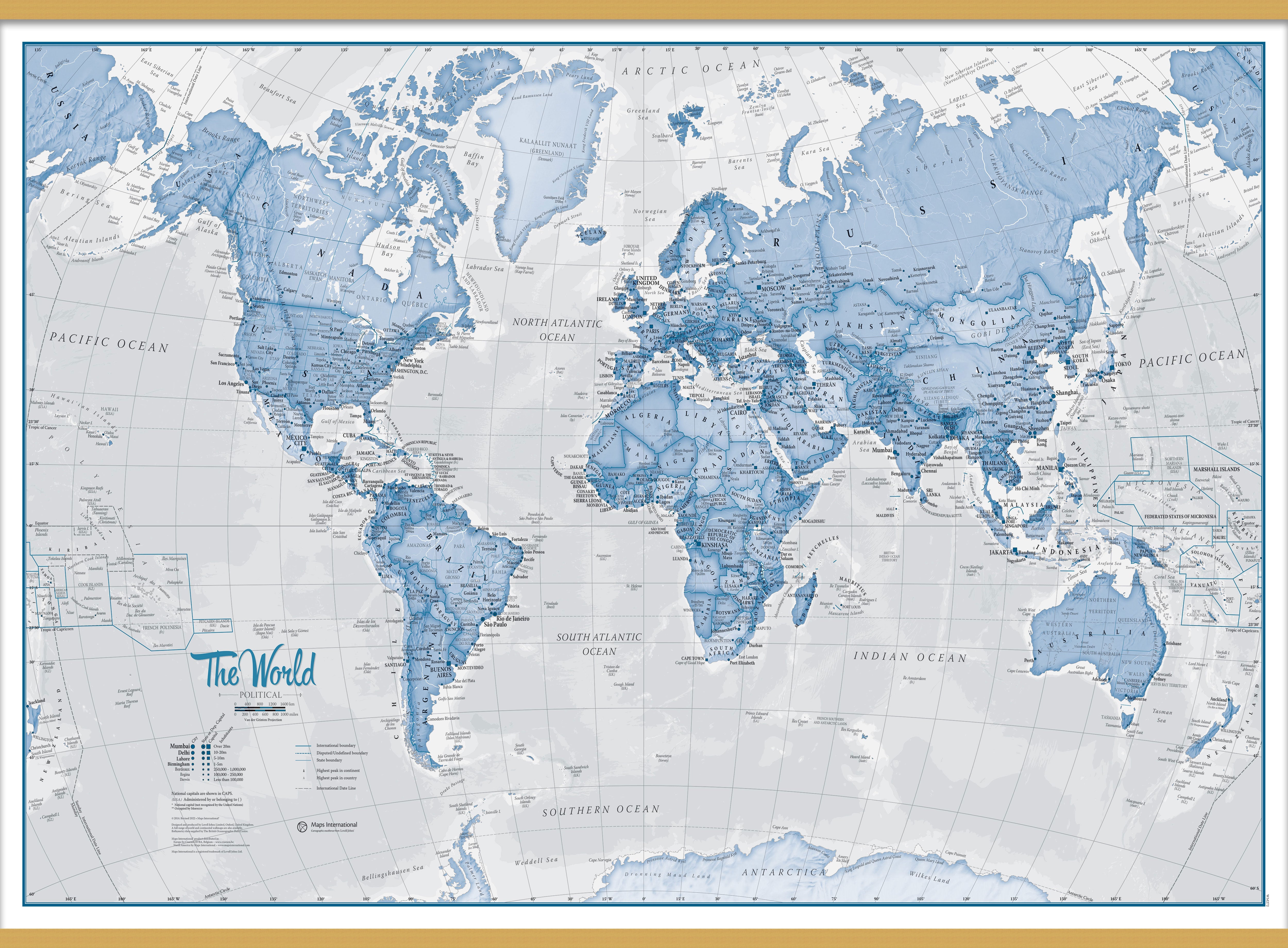 WM00272_M_LWDHB - The World Is Art - Wall Map Blue