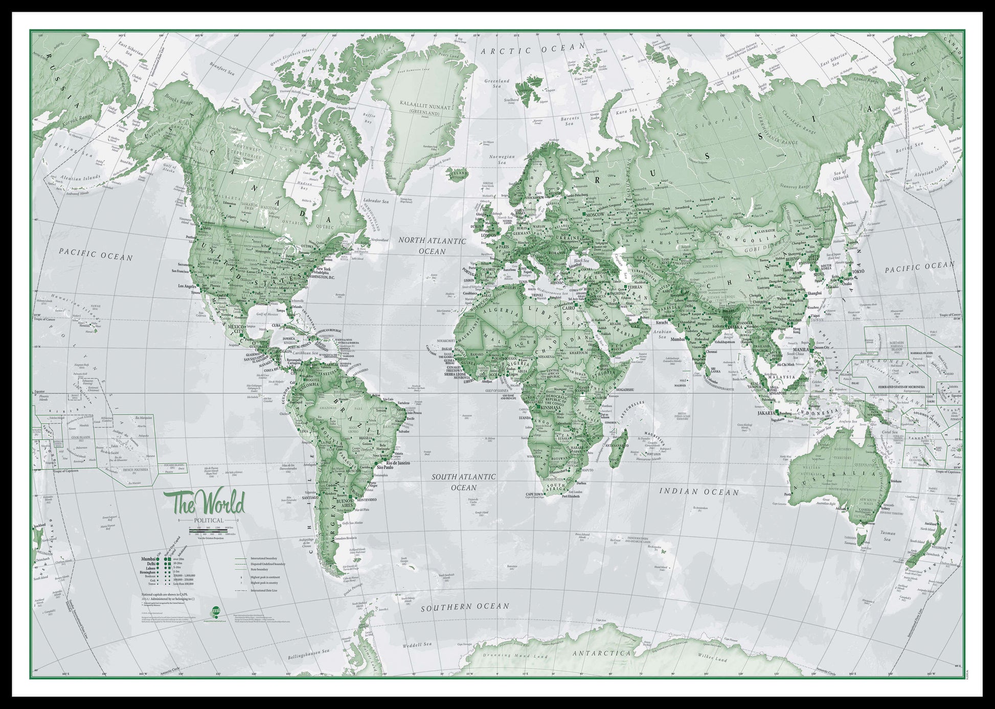 WM00274_L_LBDBL - The World Is Art - Wall Map Green