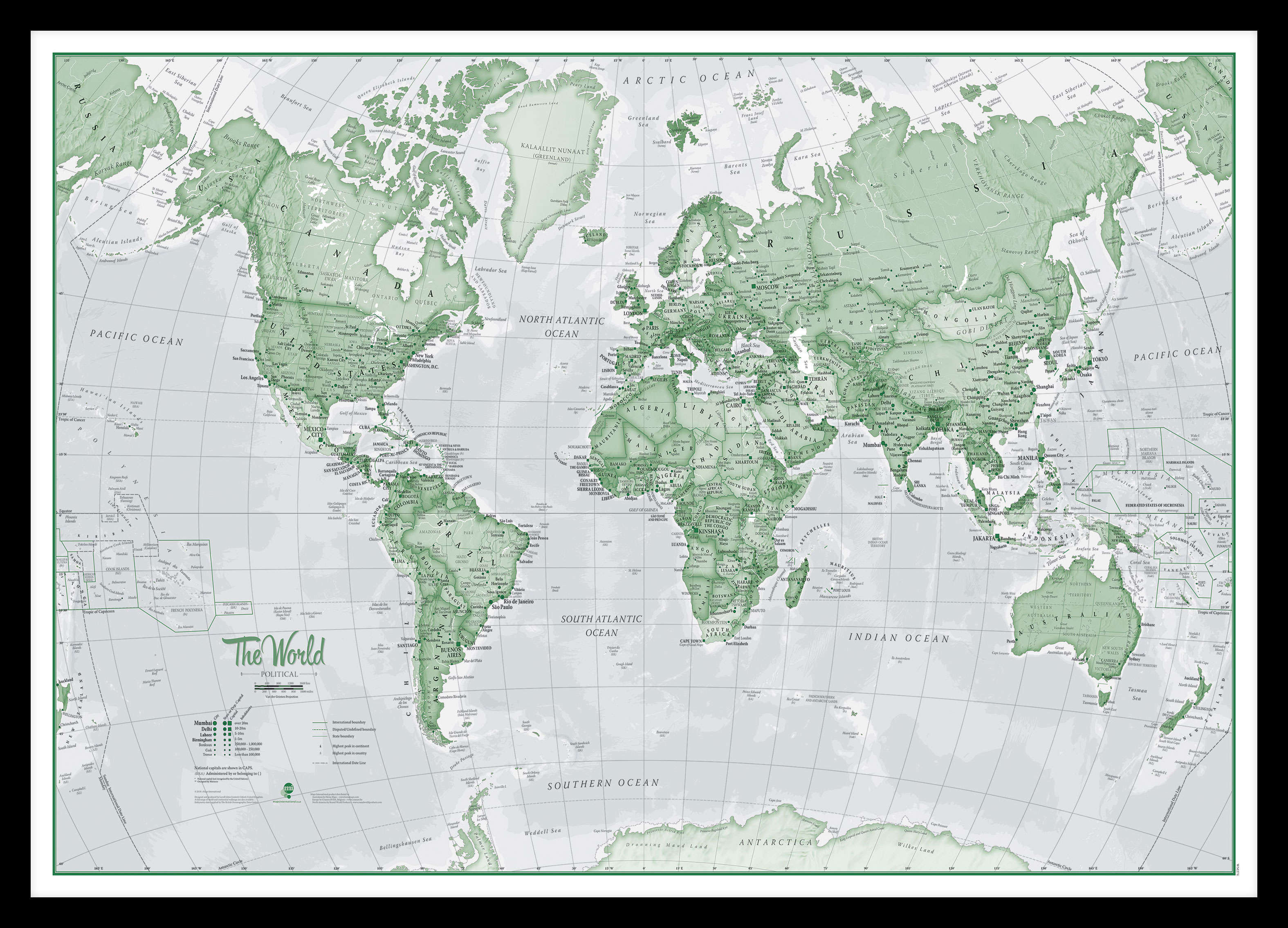 WM00274_S_PINBL - The World Is Art - Wall Map Green