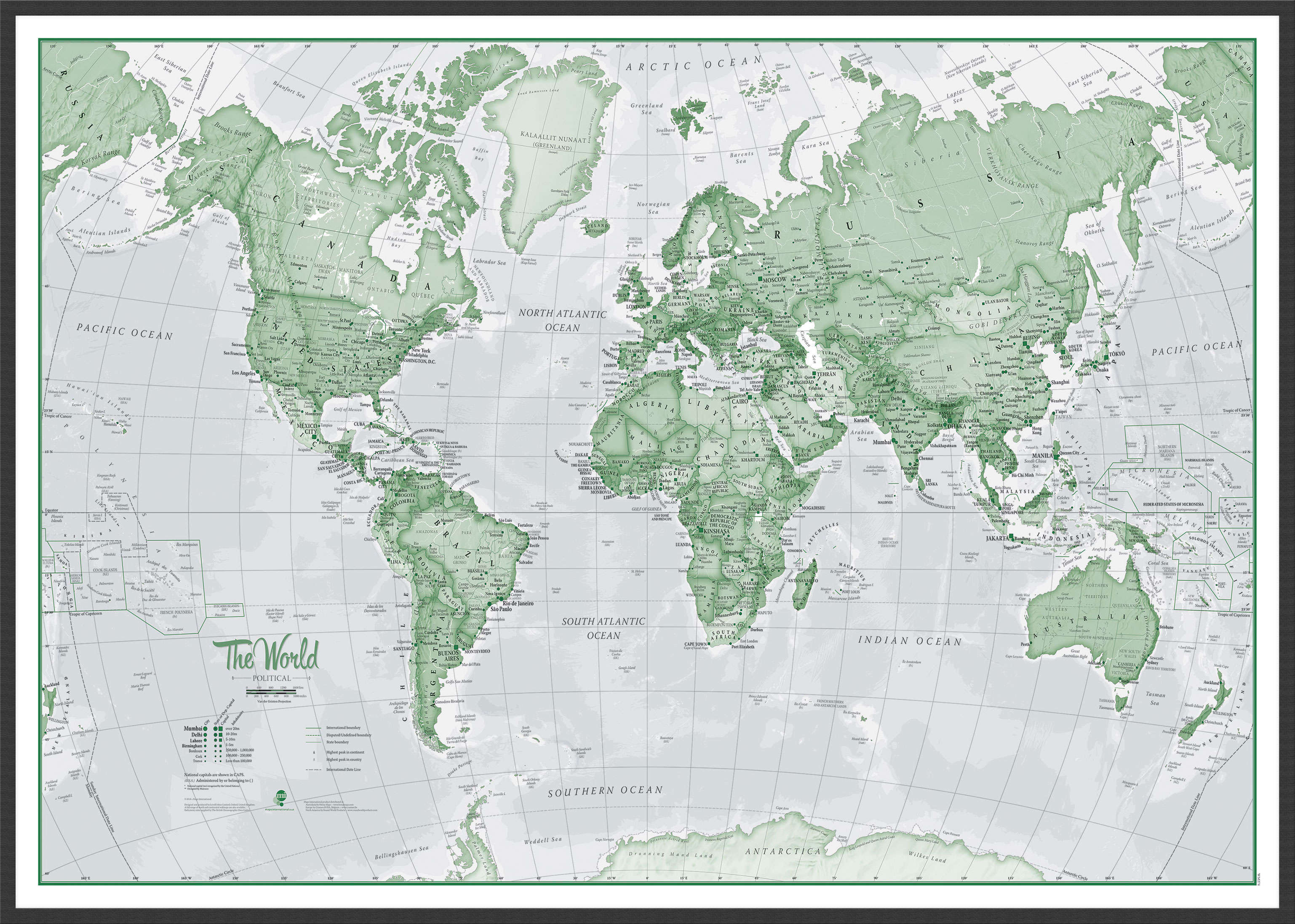 WM00274_L_WDBLA - The World Is Art - Wall Map Green