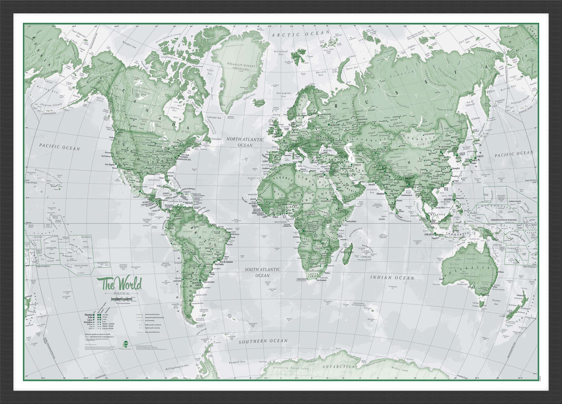WM00274_M_BWBLA - The World Is Art - Wall Map Green