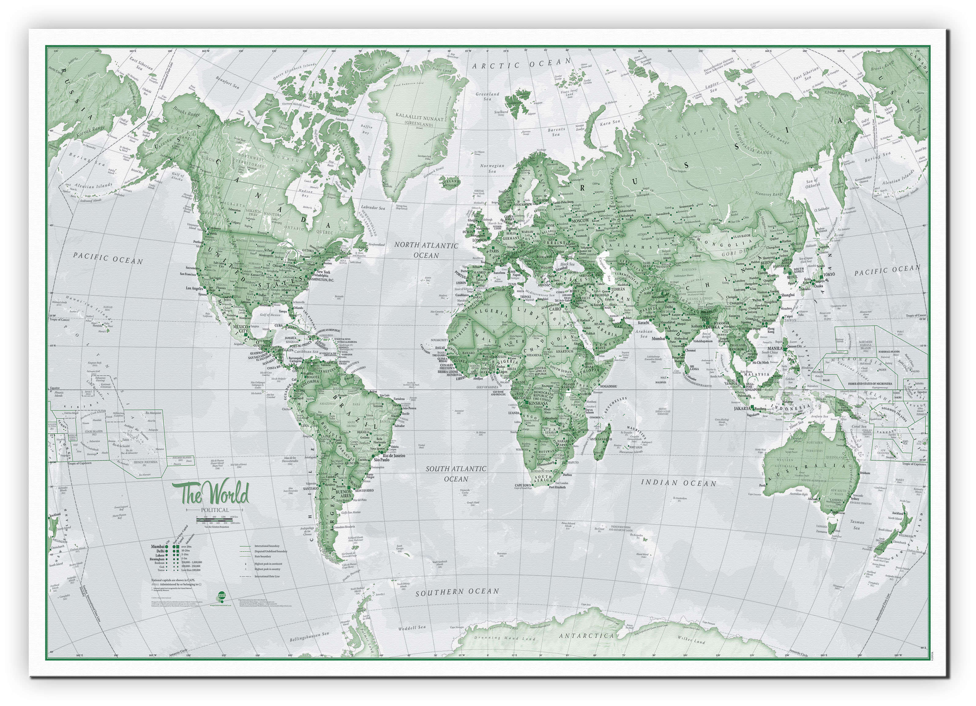 WM00274_H_CANVA - The World Is Art - Wall Map Green