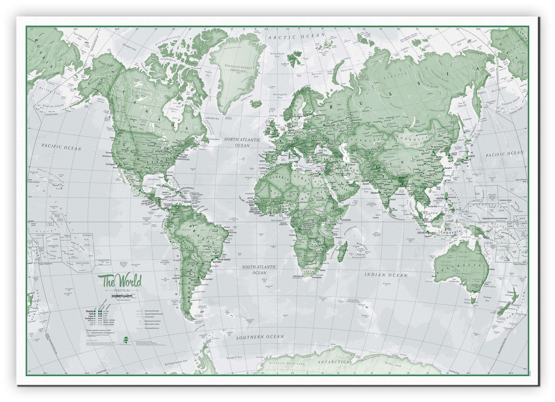WM00274_M_CANVA - The World Is Art - Wall Map Green