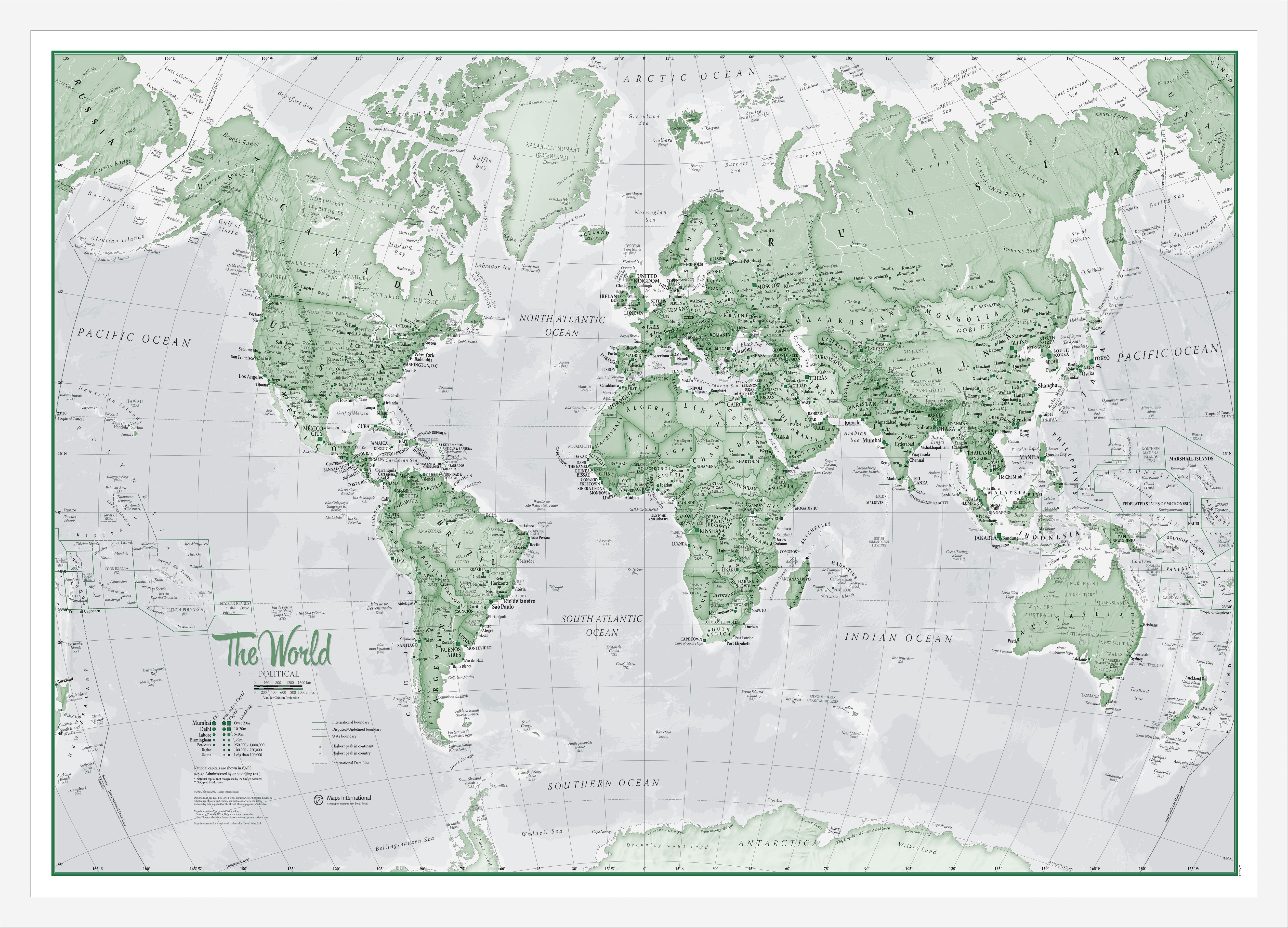 WM00274_S_WDWHI - The World Is Art - Wall Map Green