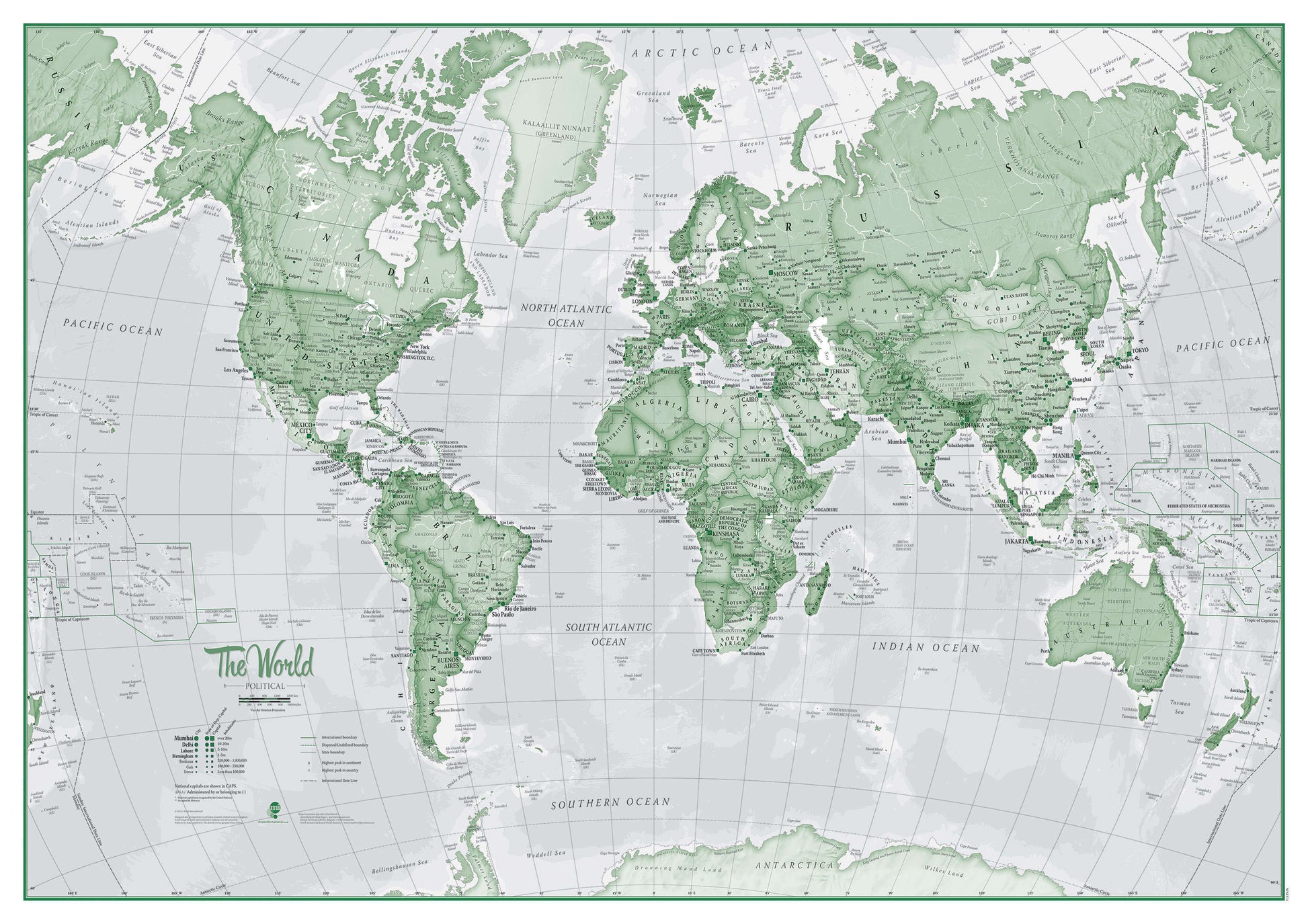 WM00274_S_LAMIN - The World Is Art - Wall Map Green