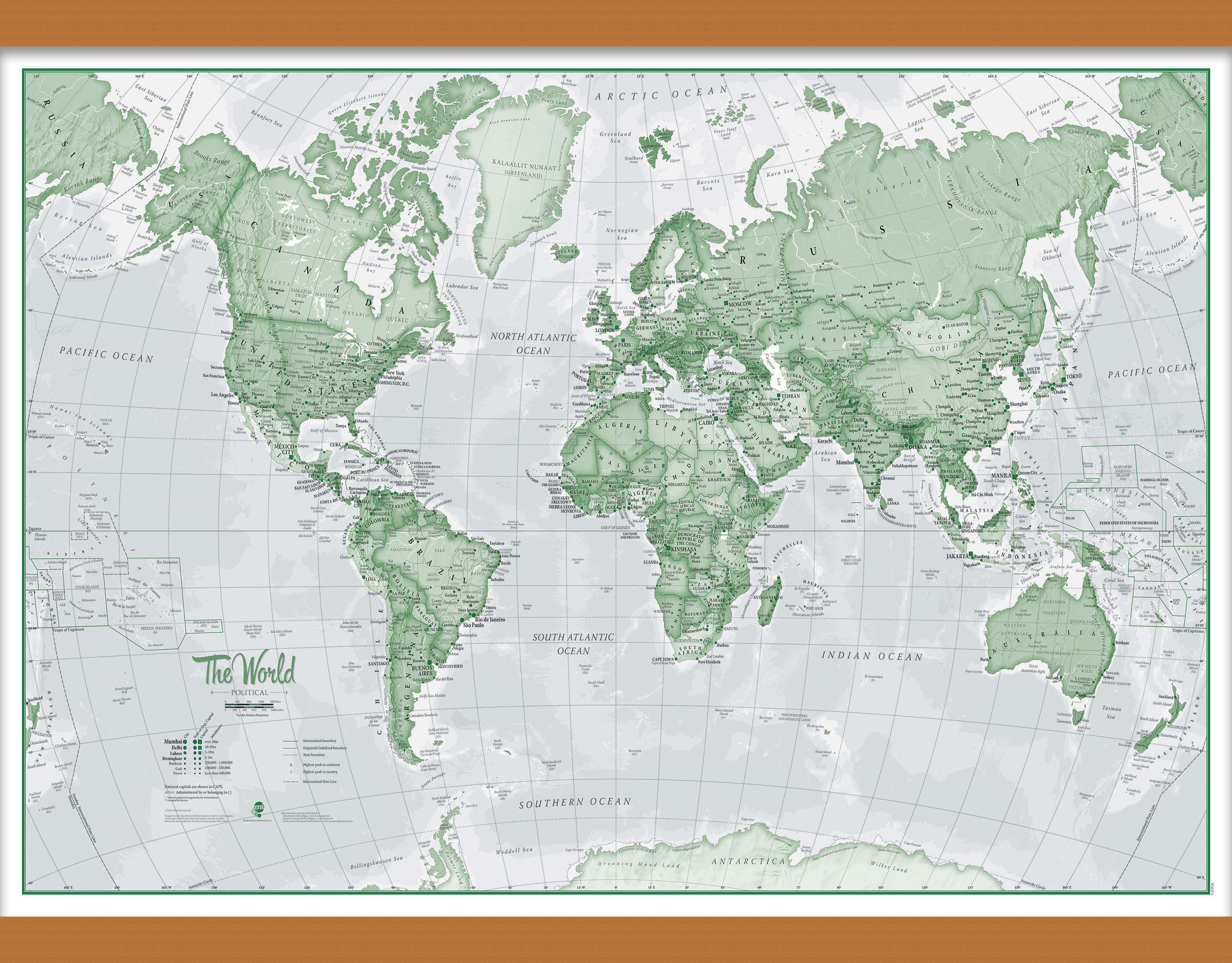 WM00274_S_LWDHB - The World Is Art - Wall Map Green