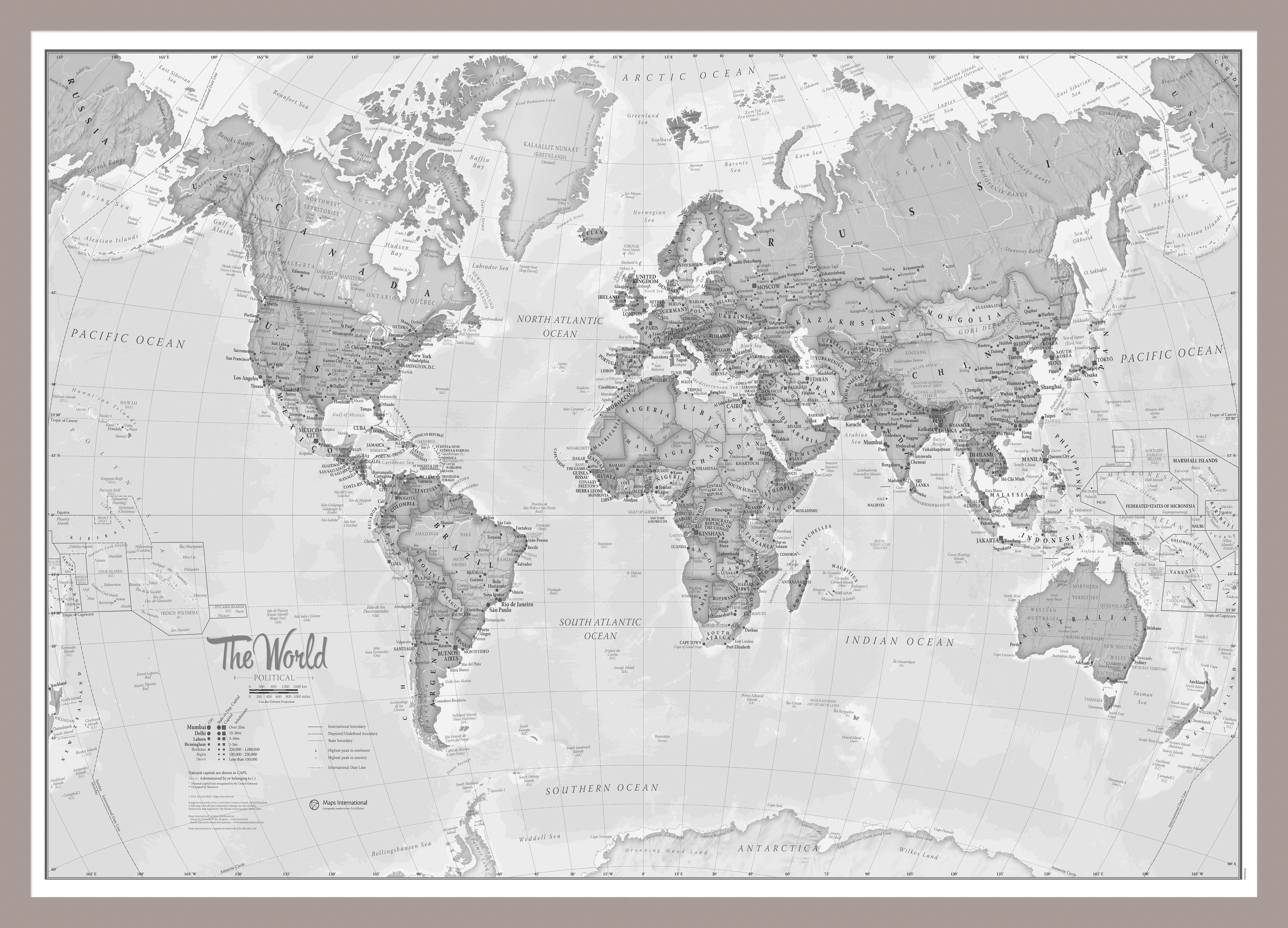WM01643_M_PINAL - The World Is Art - Wall Map Grey