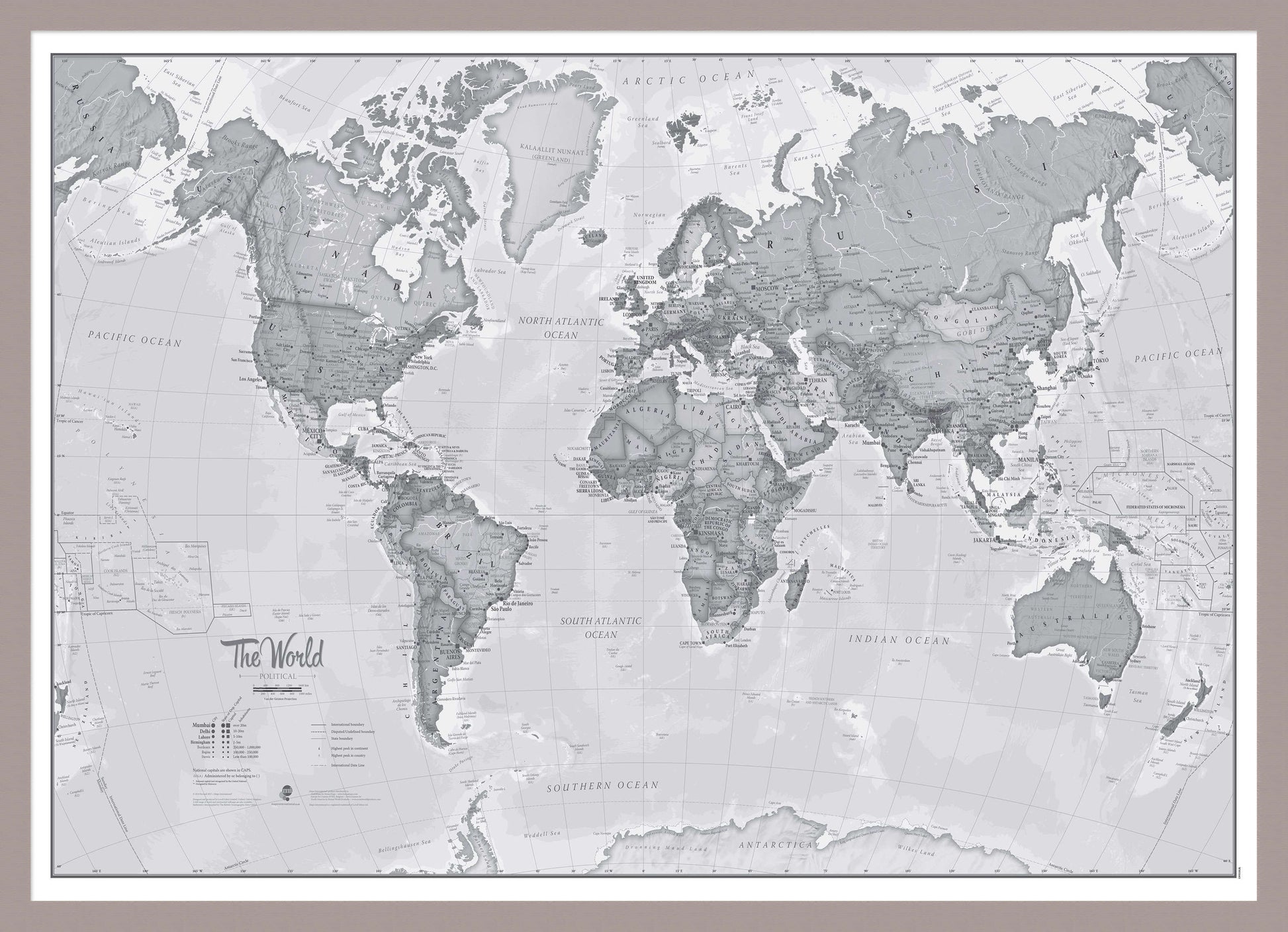 WM01643_M_PINAL - The World Is Art - Wall Map Grey