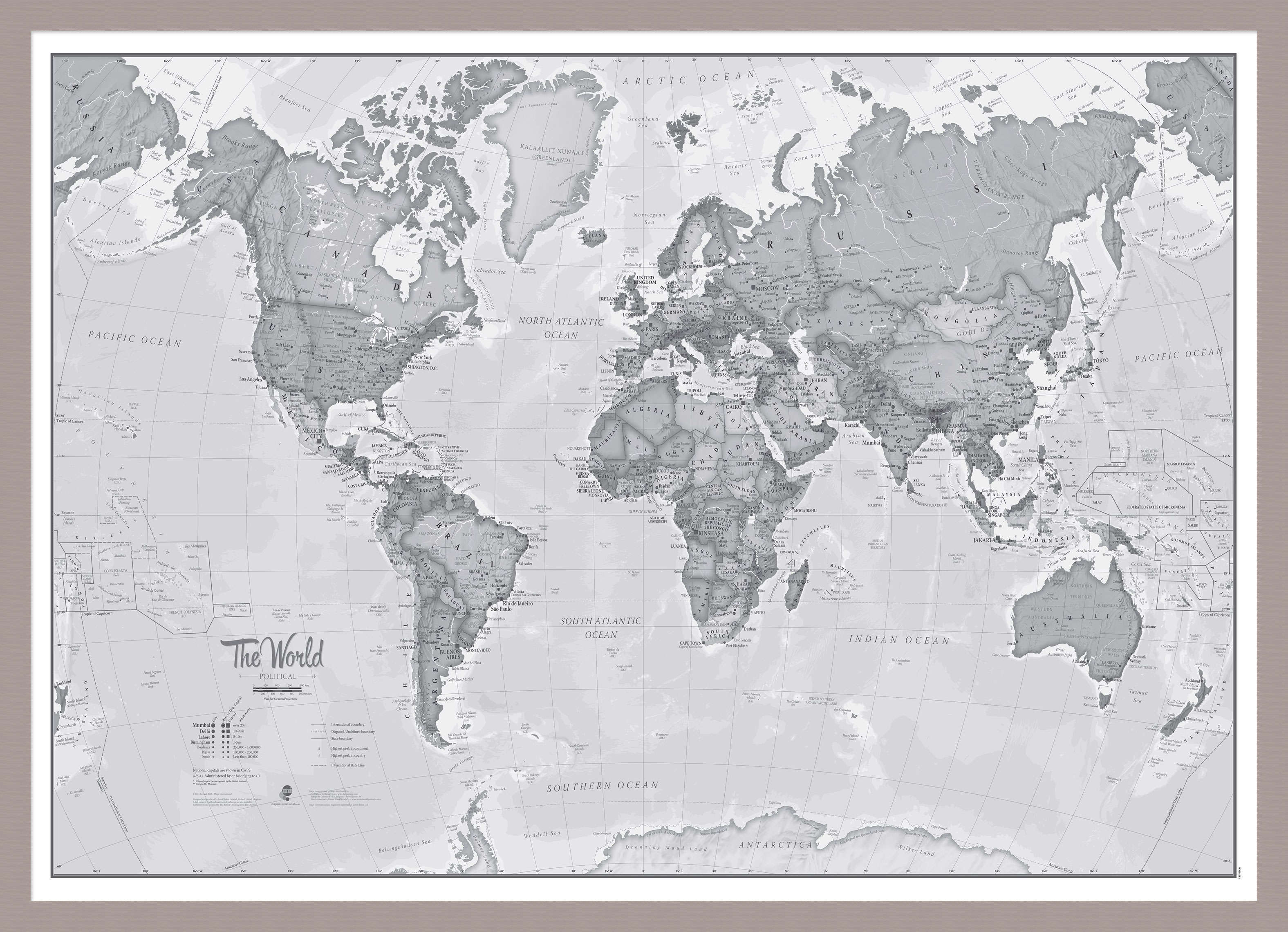 WM01643_M_PINAL - The World Is Art - Wall Map Grey