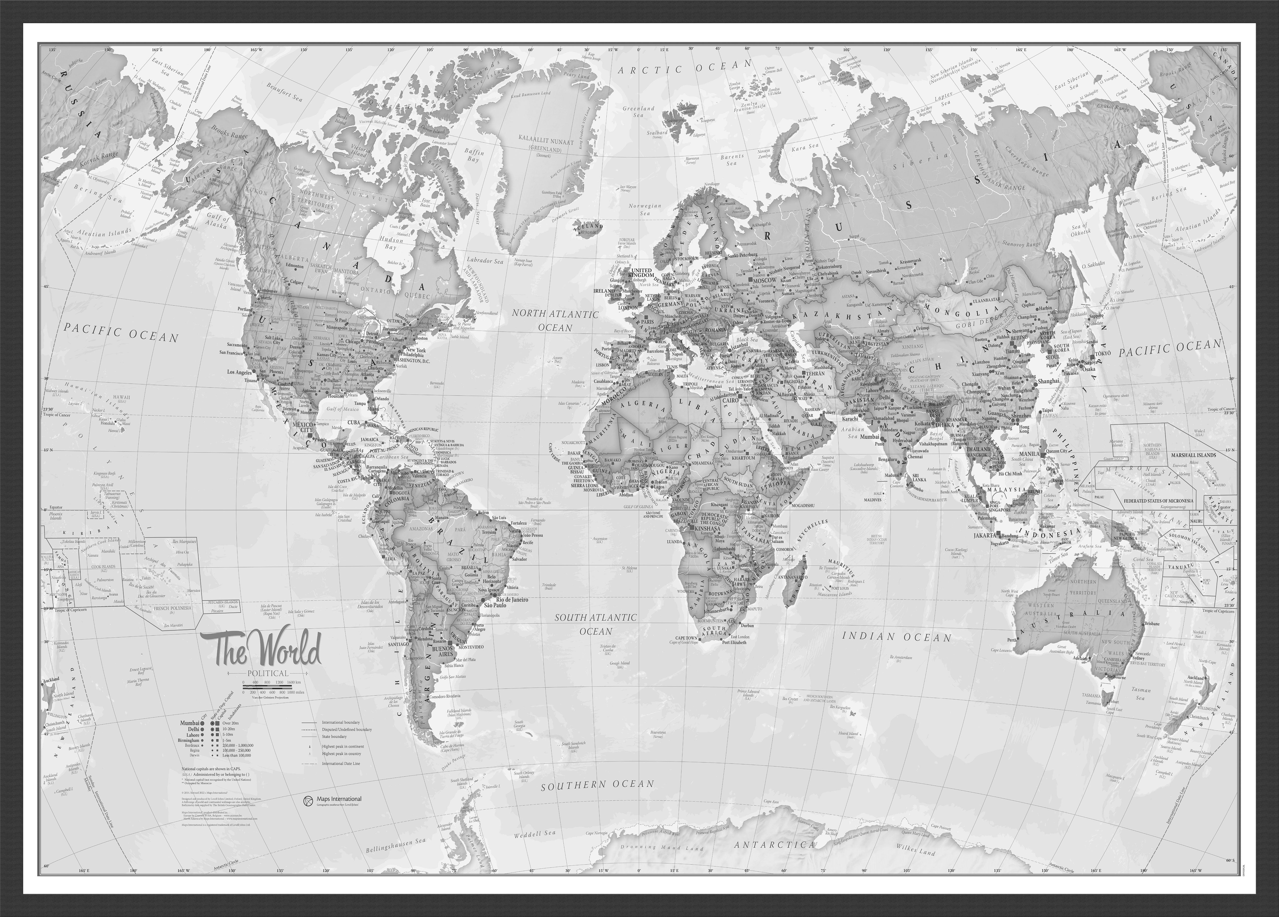WM01643_L_WDBLA - The World Is Art - Wall Map Grey
