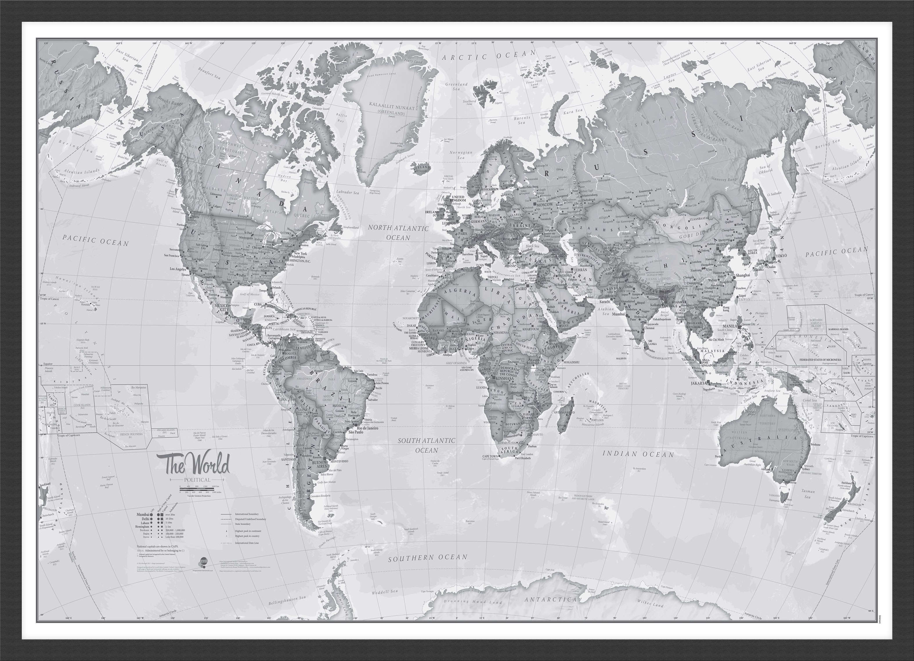 WM01643_M_WDBLA - The World Is Art - Wall Map Grey