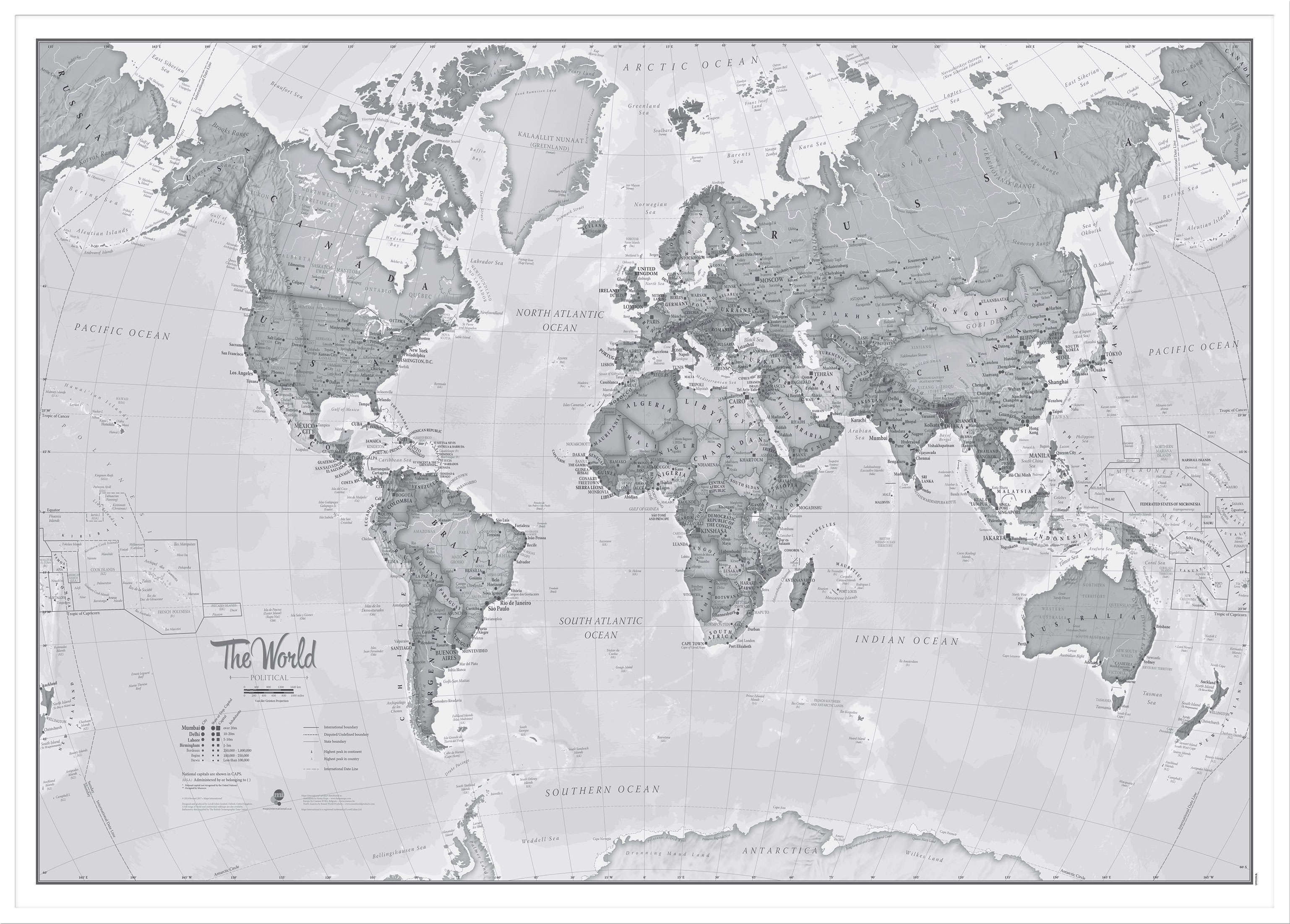WM01643_L_WDWHI - The World Is Art - Wall Map Grey