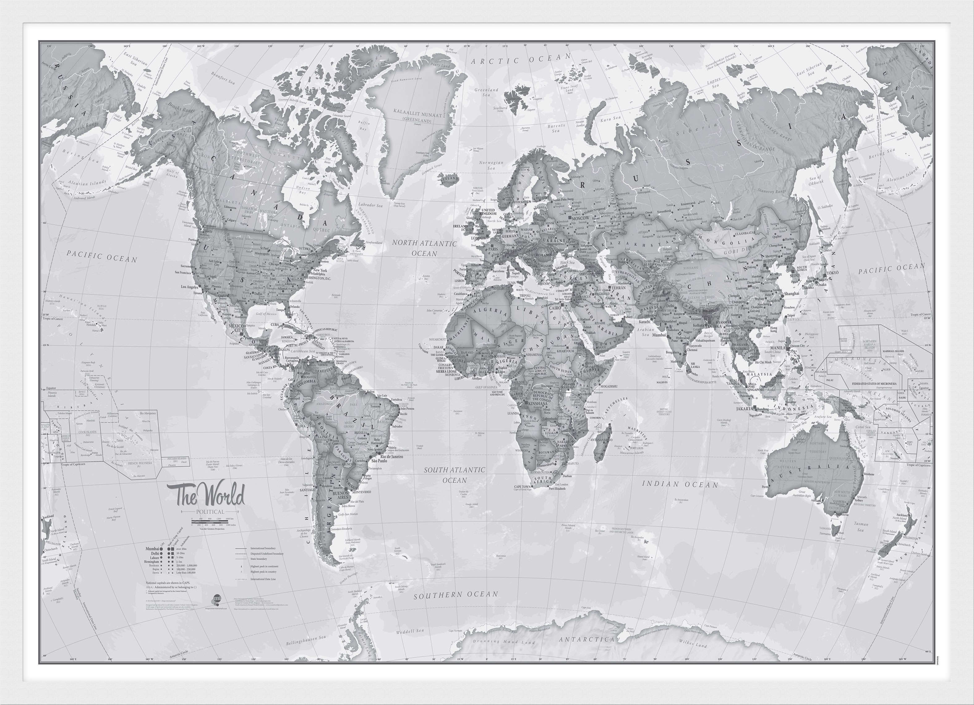 WM01643_M_WDWHI - The World Is Art - Wall Map Grey