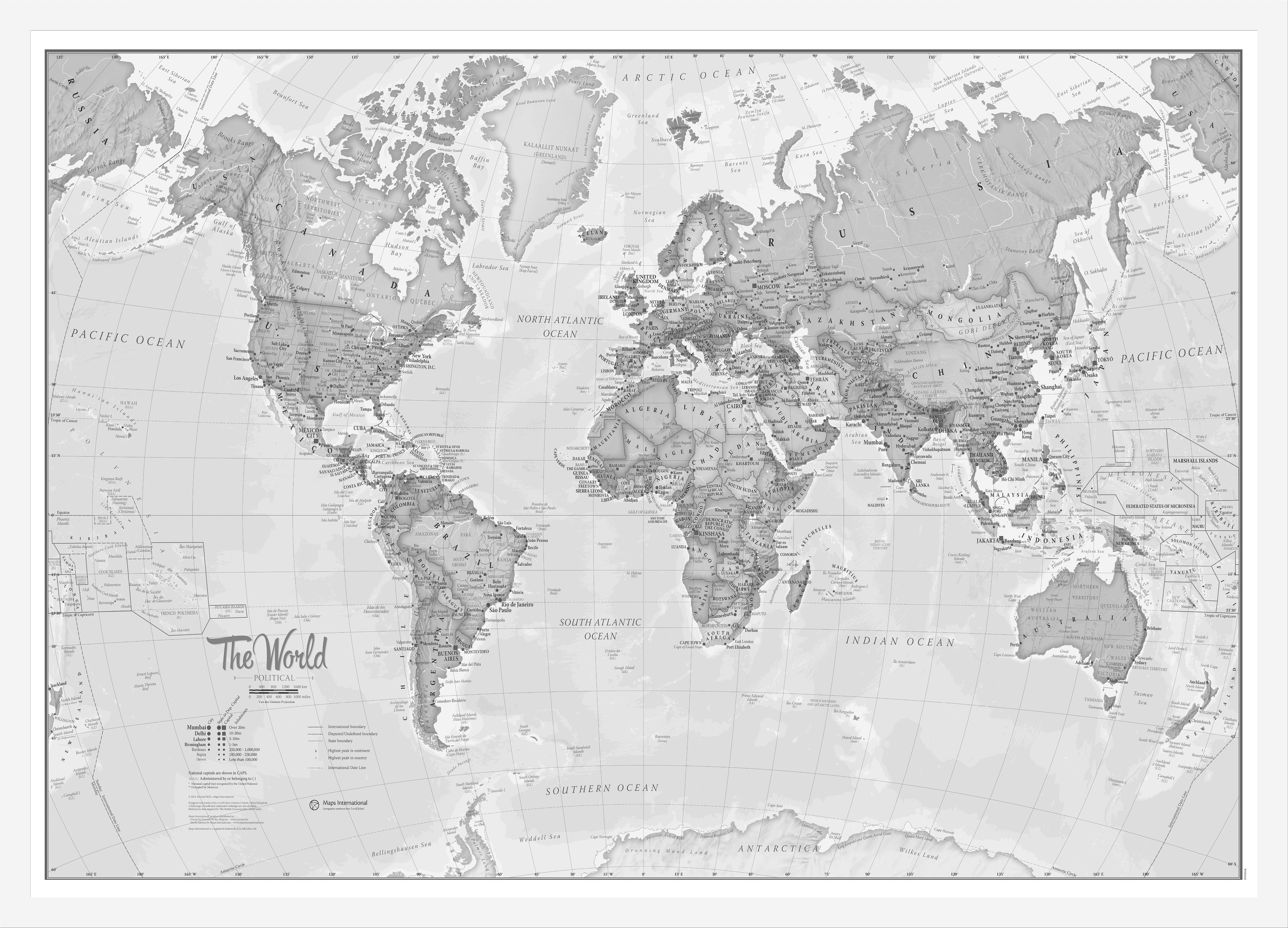 WM01643_M_WDWHI - The World Is Art - Wall Map Grey