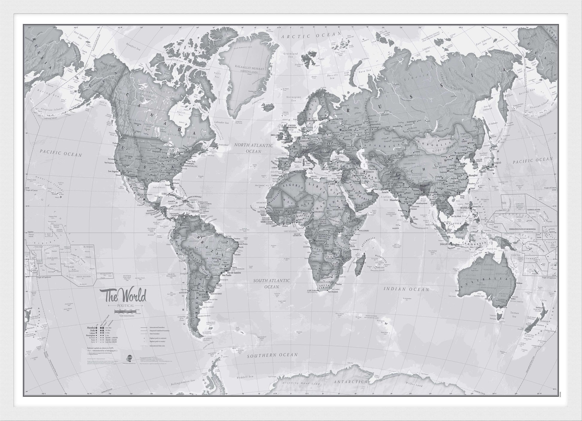 WM01643_M_BWWHI - The World Is Art - Wall Map Grey
