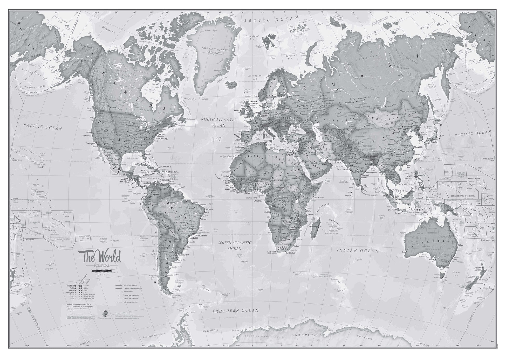 WM01643_L_PAPER - The World Is Art - Wall Map Grey