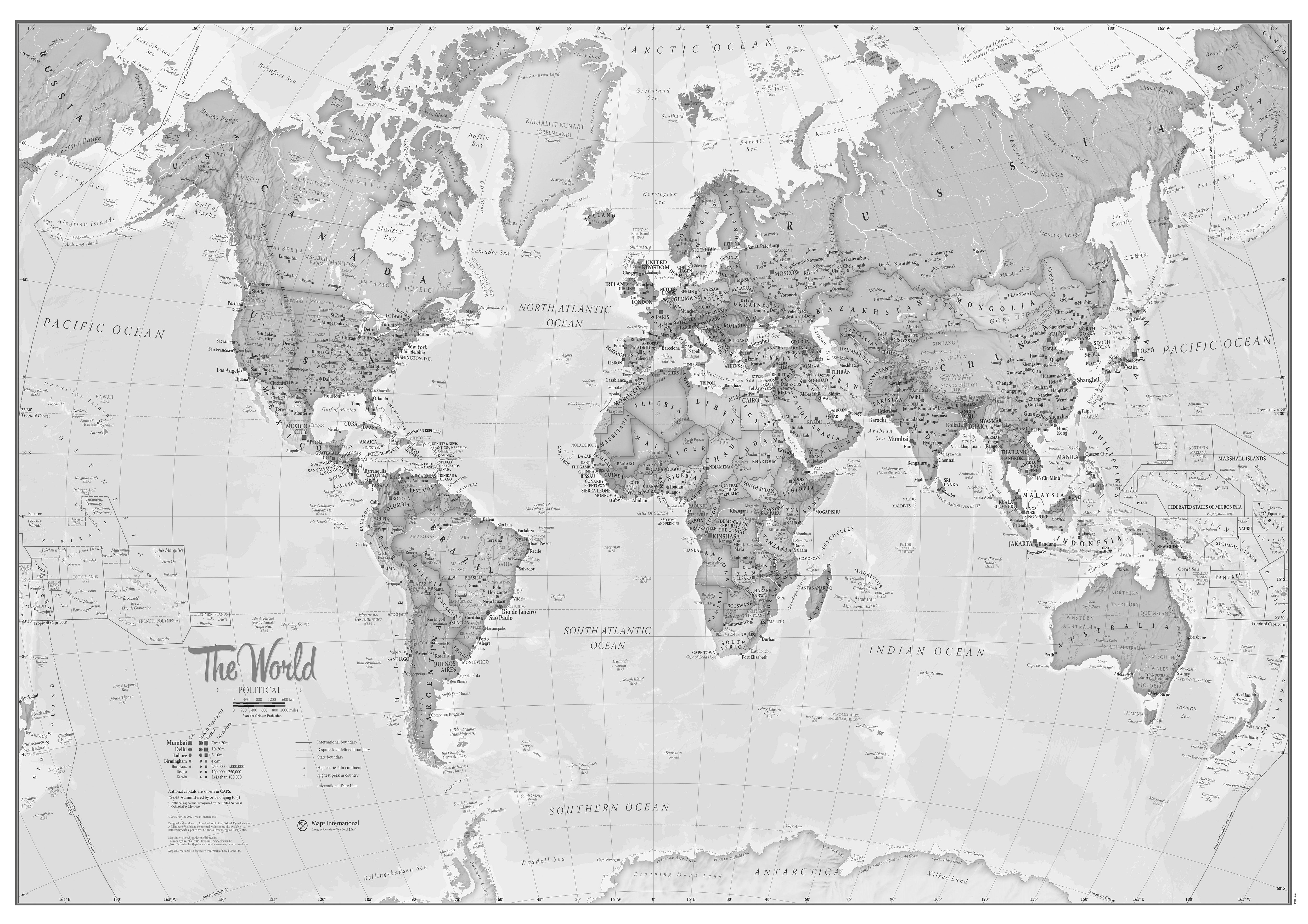 WM01643_H_LAMIN - The World Is Art - Wall Map Grey