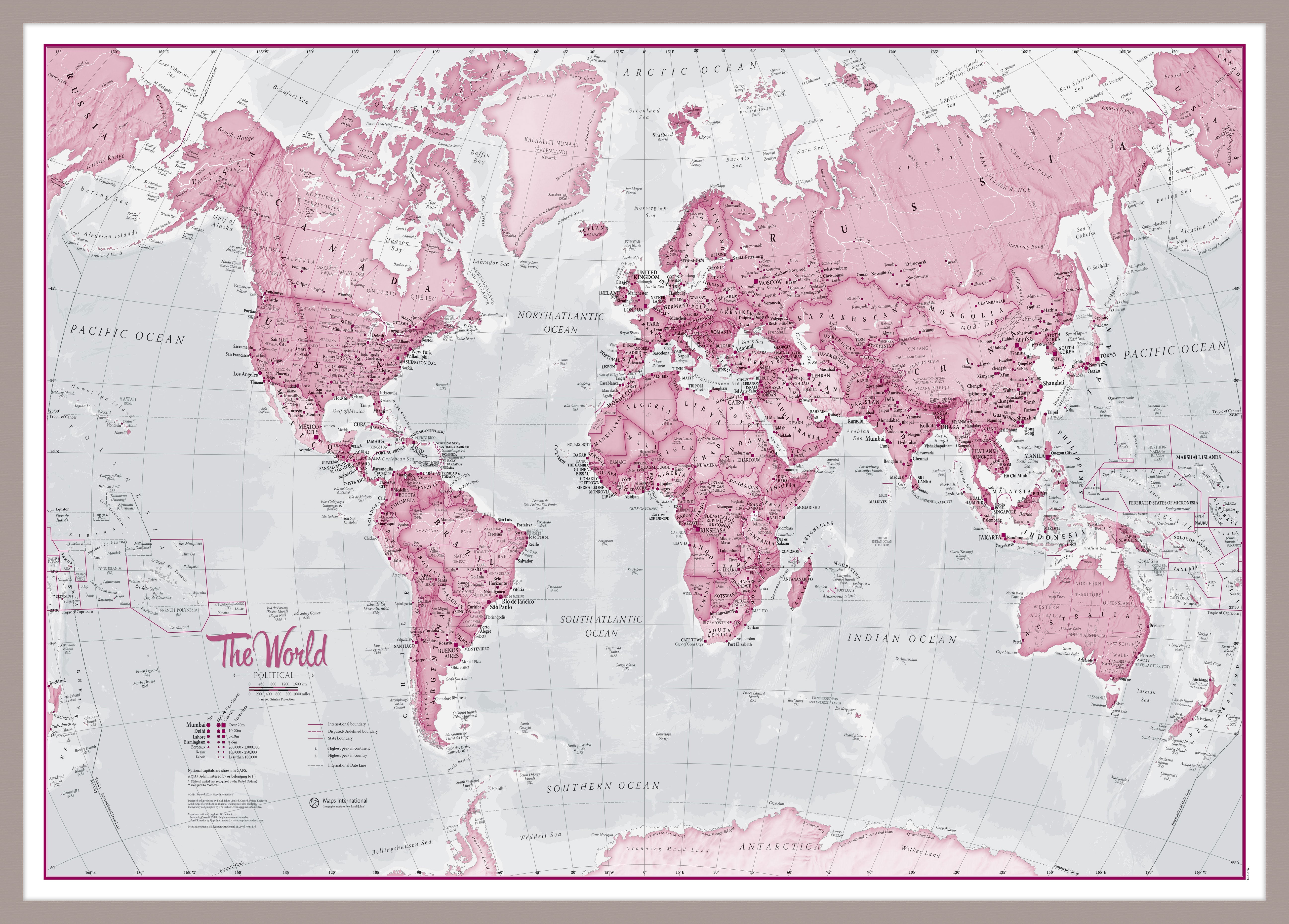 WM00273_M_PINAL - The World Is Art - Wall Map Pink