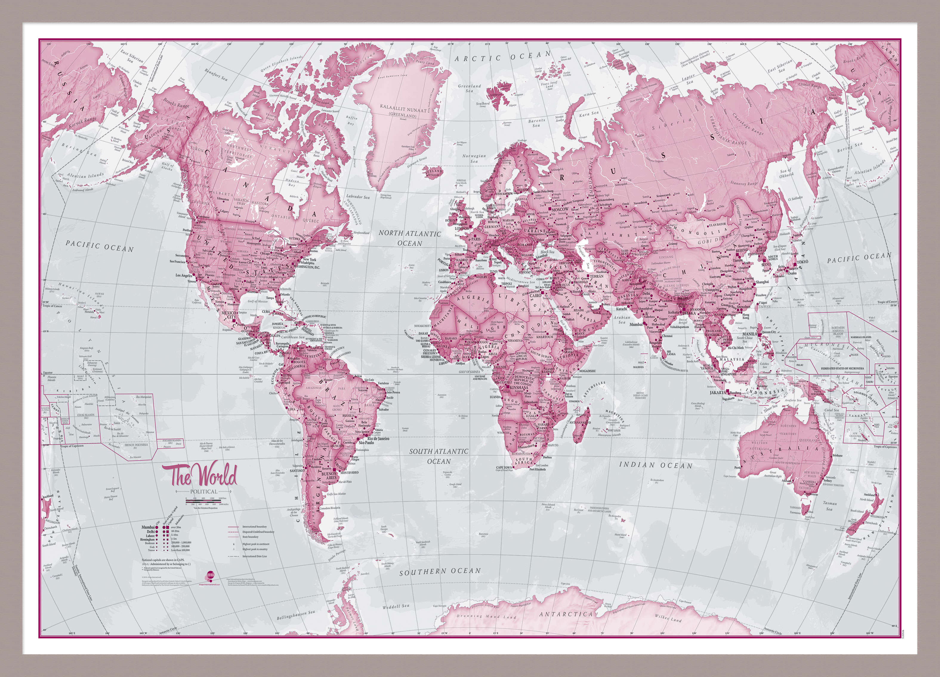 WM00273_M_PINAL - The World Is Art - Wall Map Pink