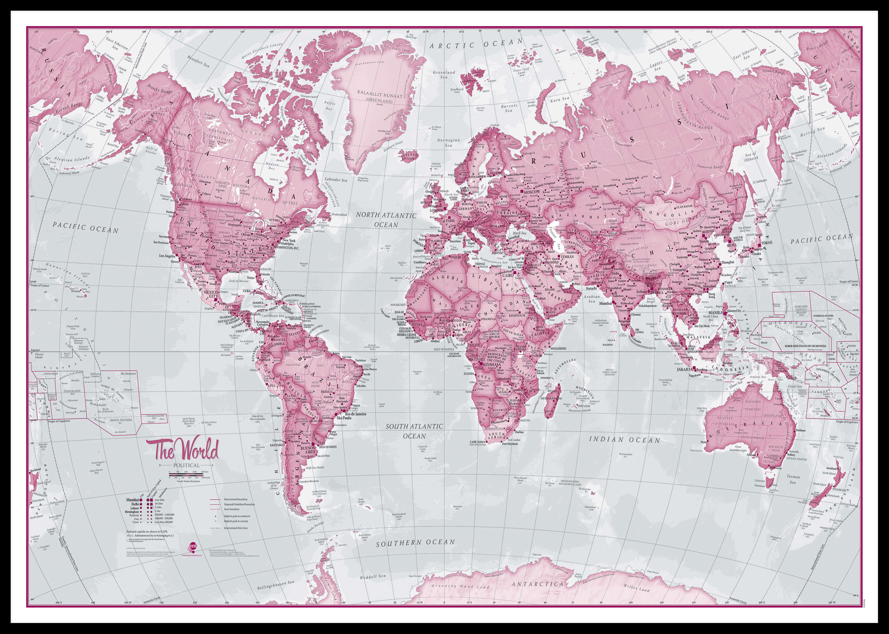 WM00273_H_LBDBL - The World Is Art - Wall Map Pink