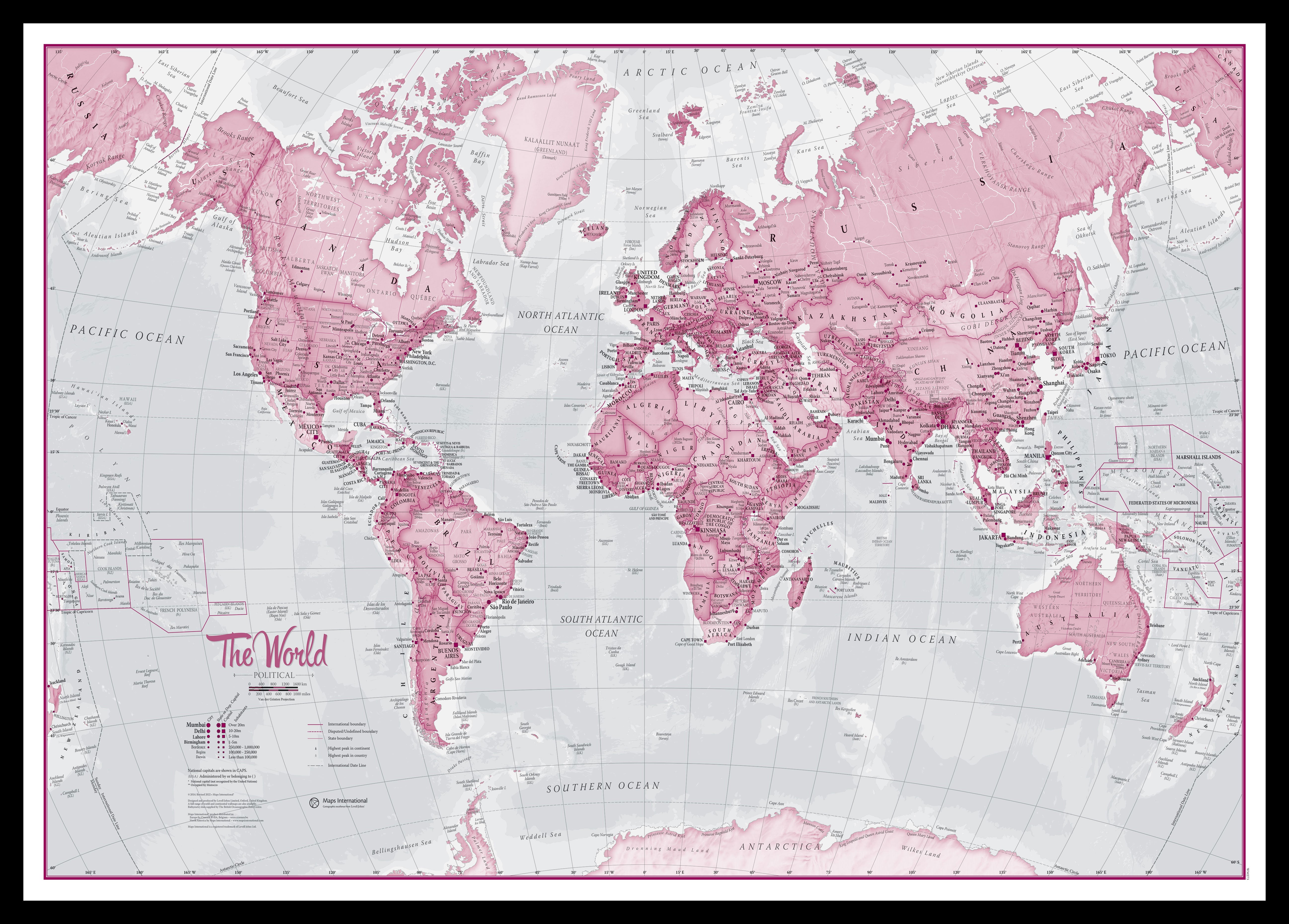 WM00273_S_PINBL - The World Is Art - Wall Map Pink