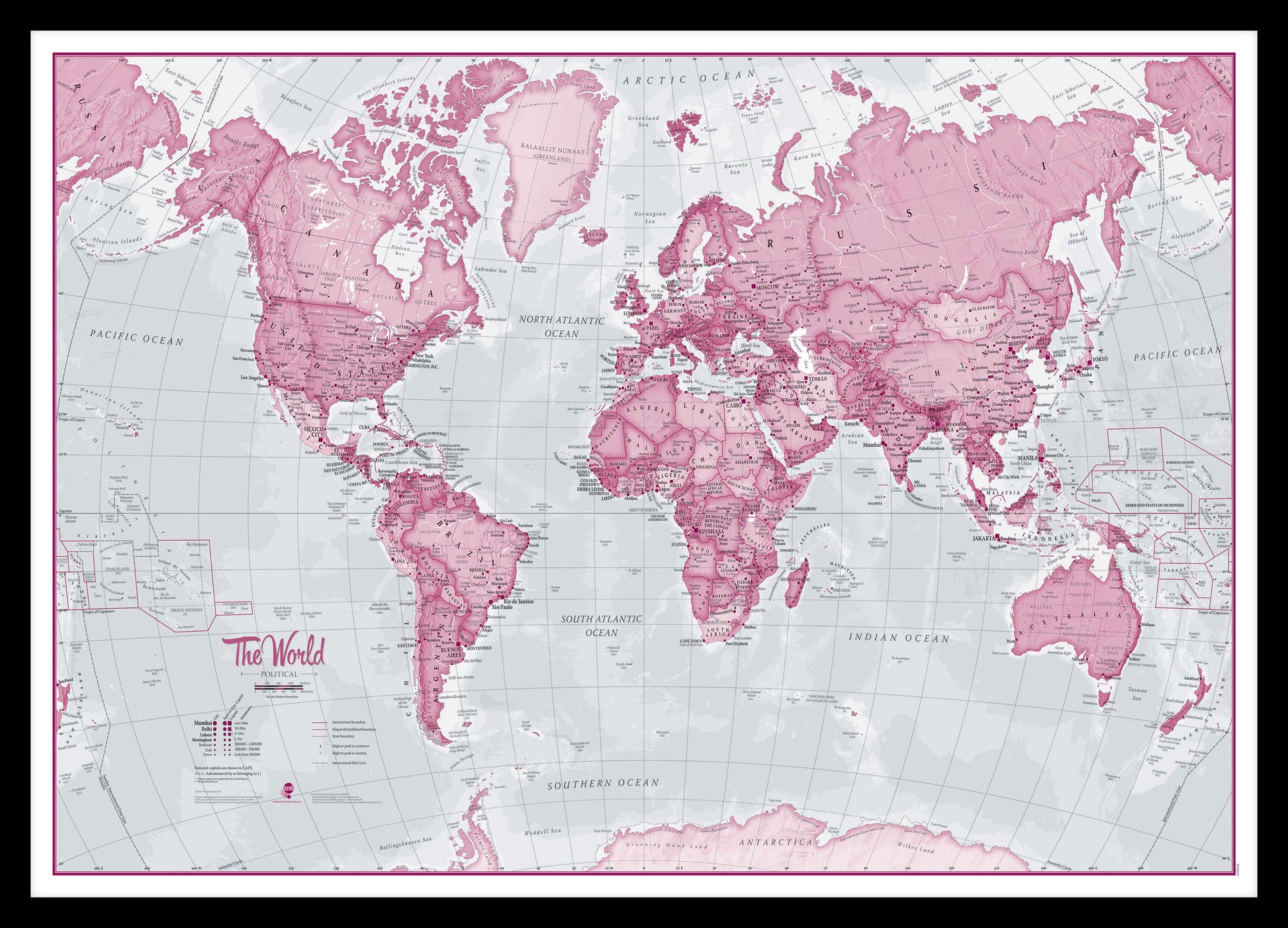 WM00273_S_PINBL - The World Is Art - Wall Map Pink