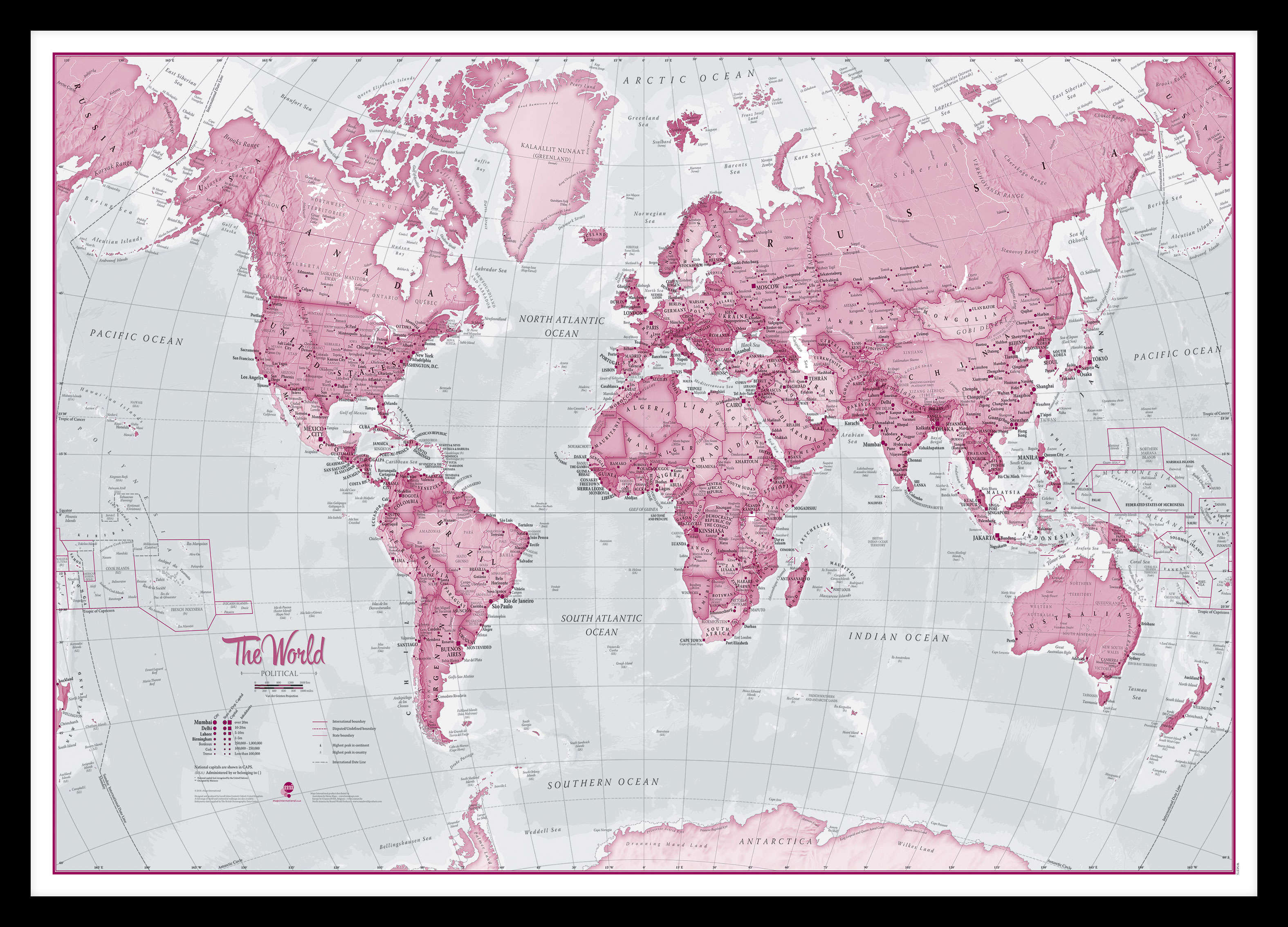 WM00273_S_PINBL - The World Is Art - Wall Map Pink