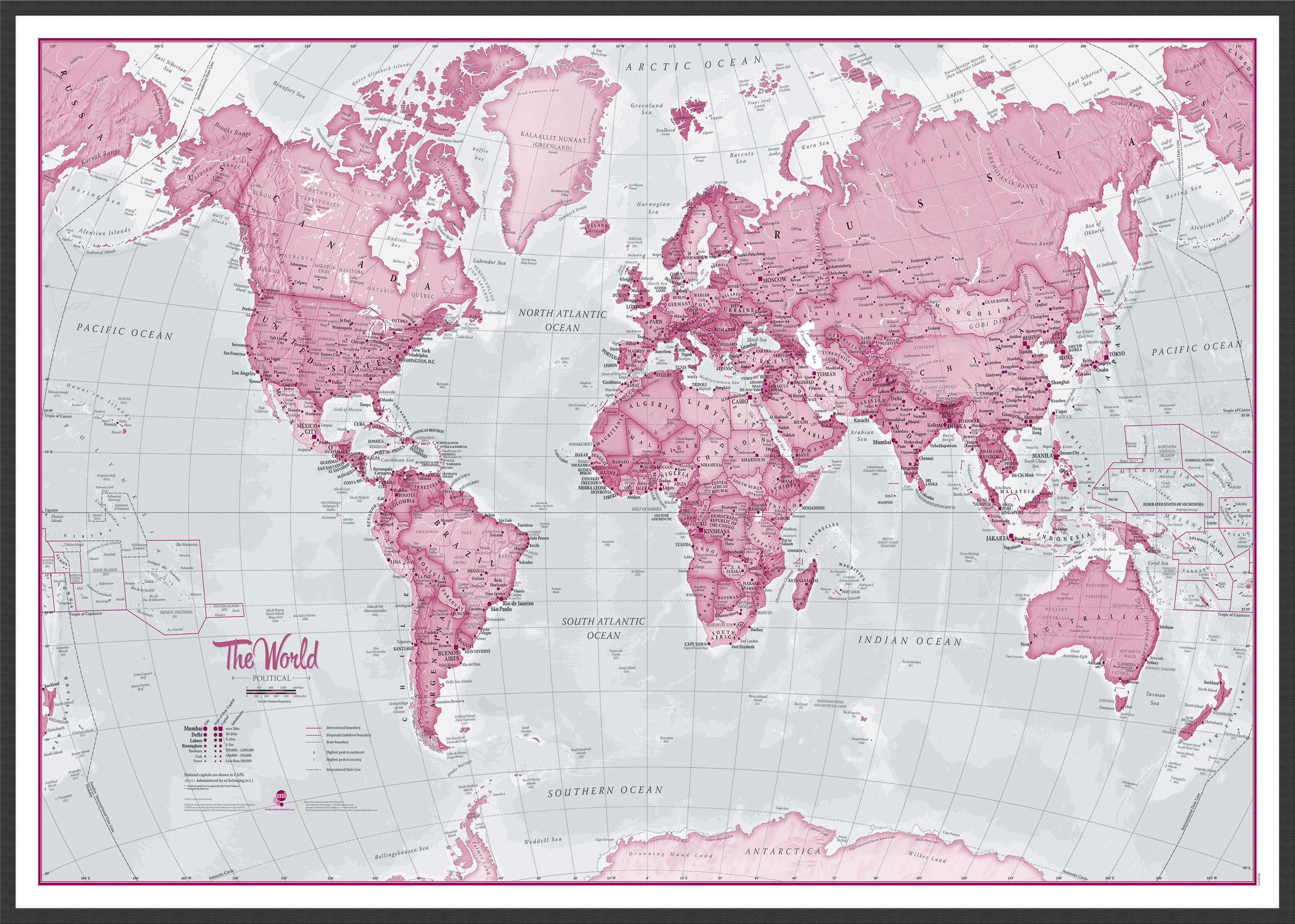 WM00273_L_WDBLA - The World Is Art - Wall Map Pink