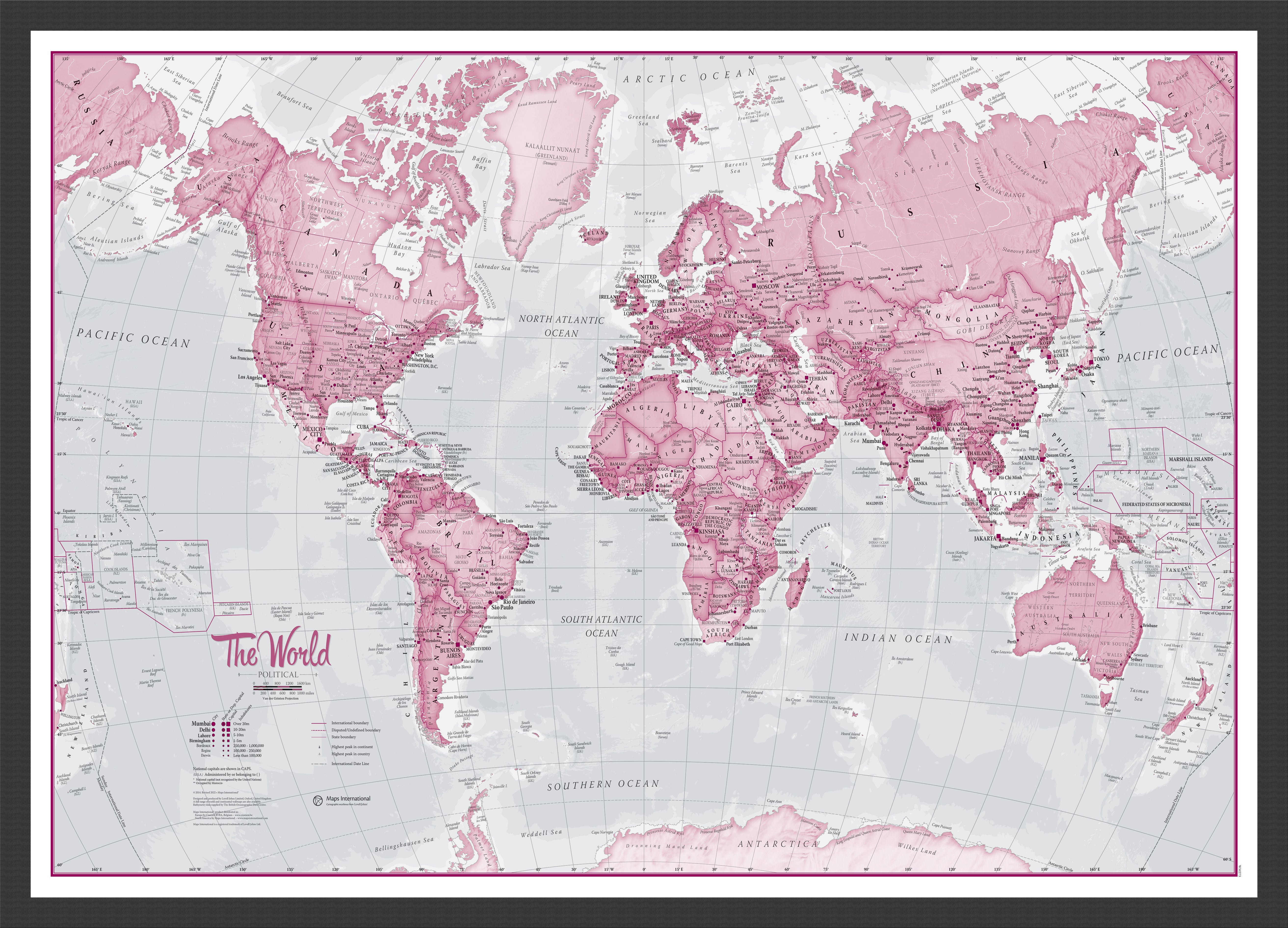 WM00273_S_WDBLA - The World Is Art - Wall Map Pink