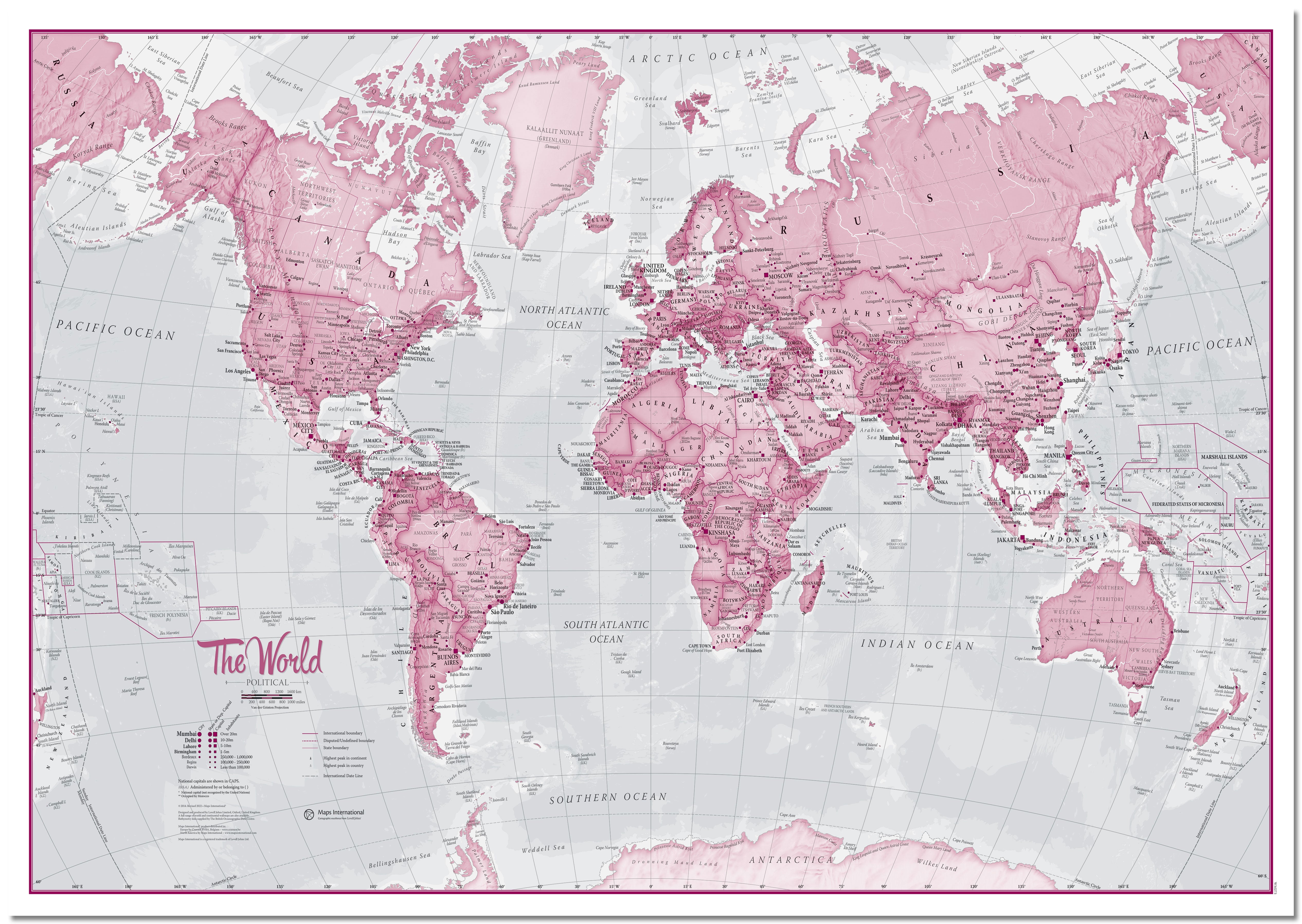 WM00273_L_LMBRD - The World Is Art - Wall Map Pink