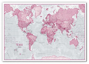 WM00273_H_CANVA - The World Is Art - Wall Map Pink