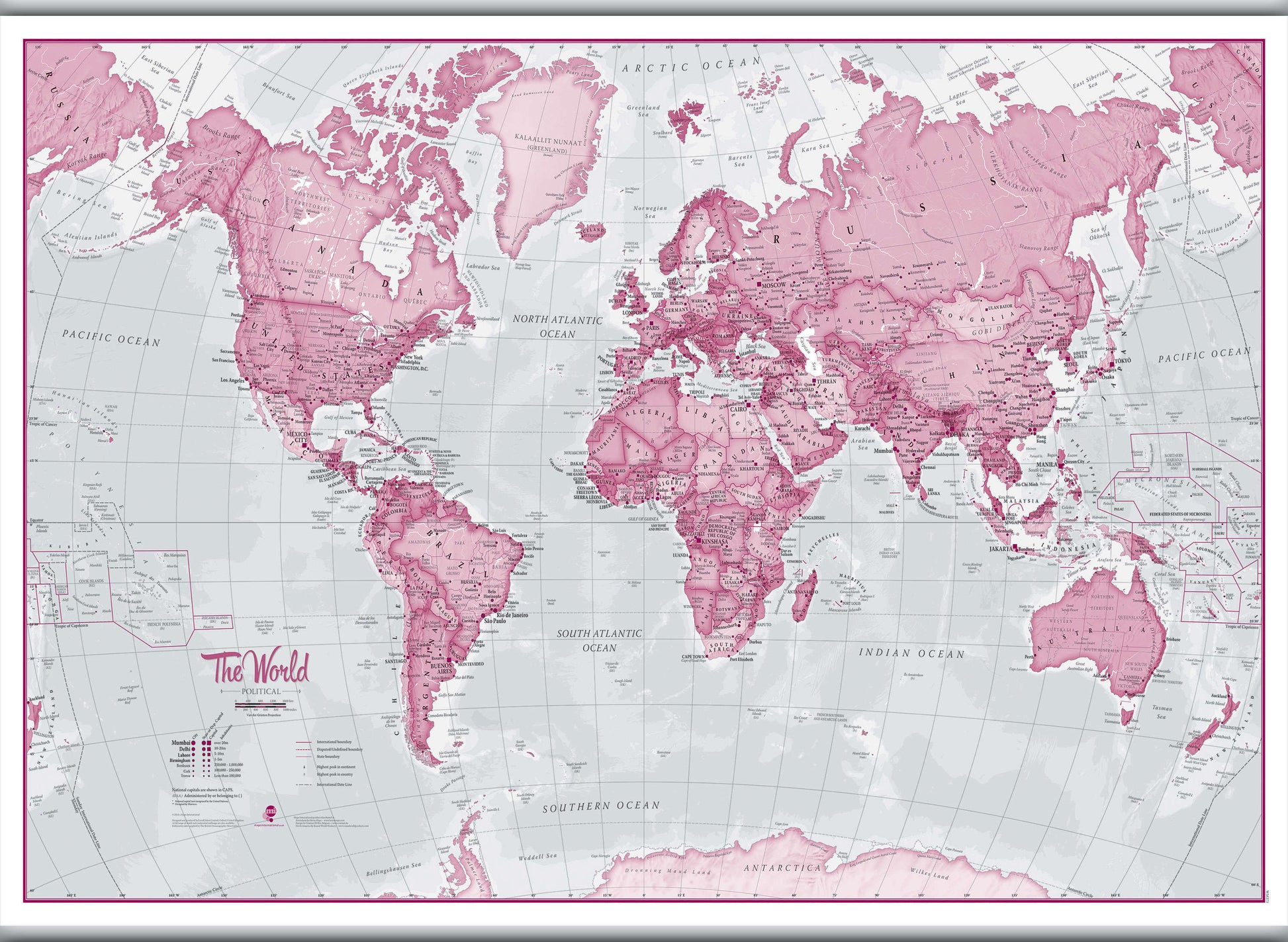 WM00273_L_LAMHB - The World Is Art - Wall Map Pink