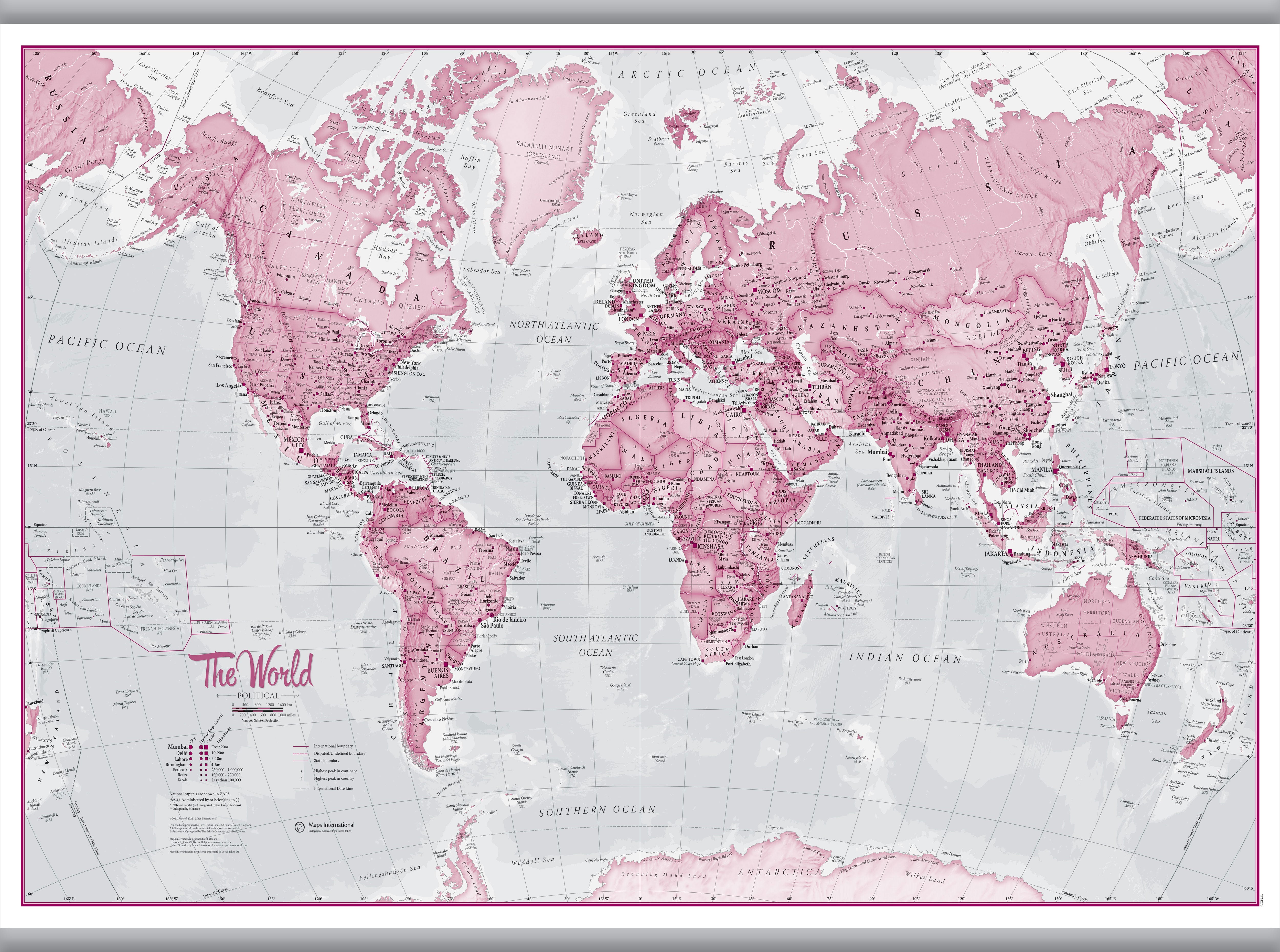 WM00273_H_LAMHB - The World Is Art - Wall Map Pink