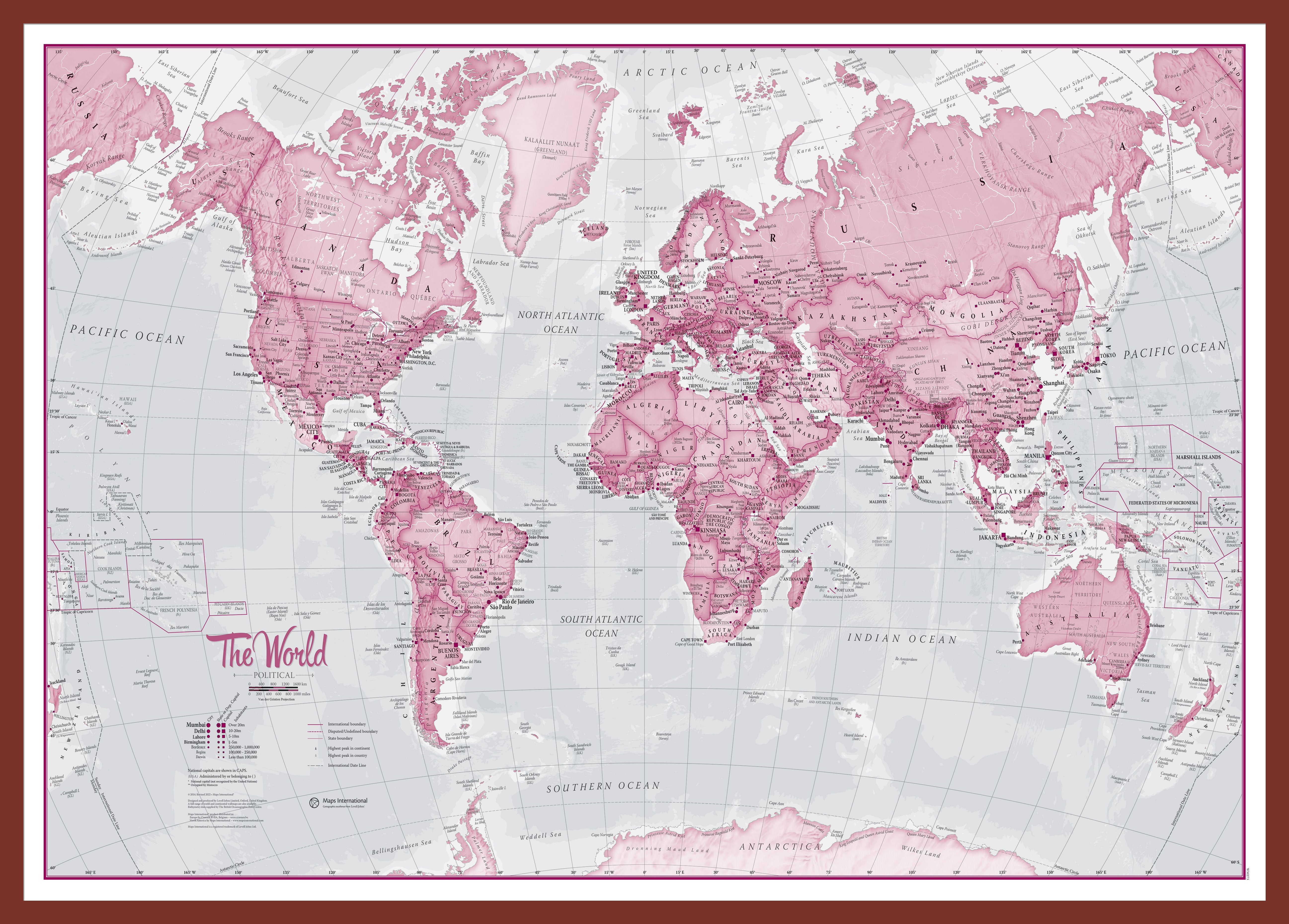 WM00273_M_PINOK - The World Is Art - Wall Map Pink
