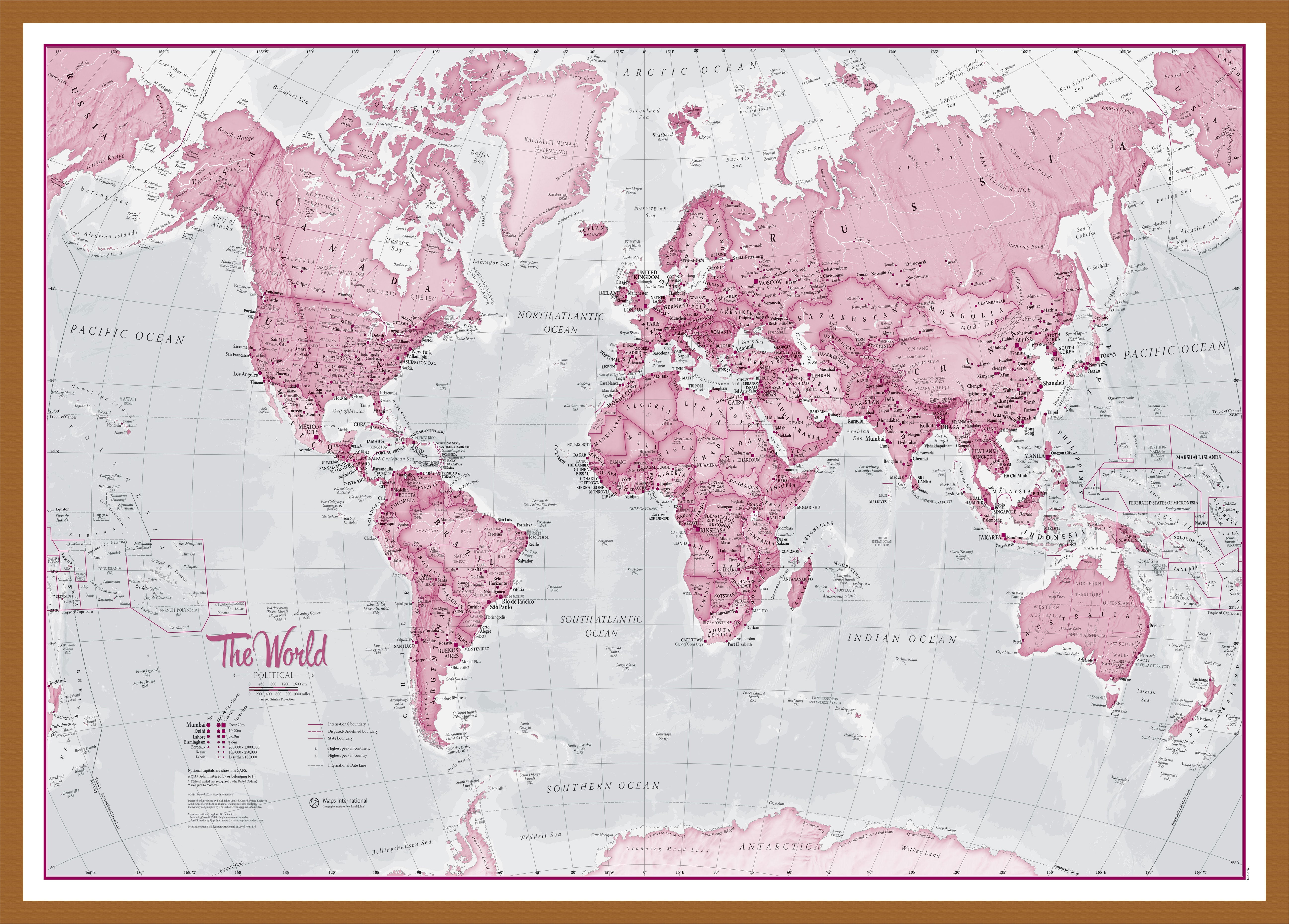 WM00273_L_WDTEA - The World Is Art - Wall Map Pink