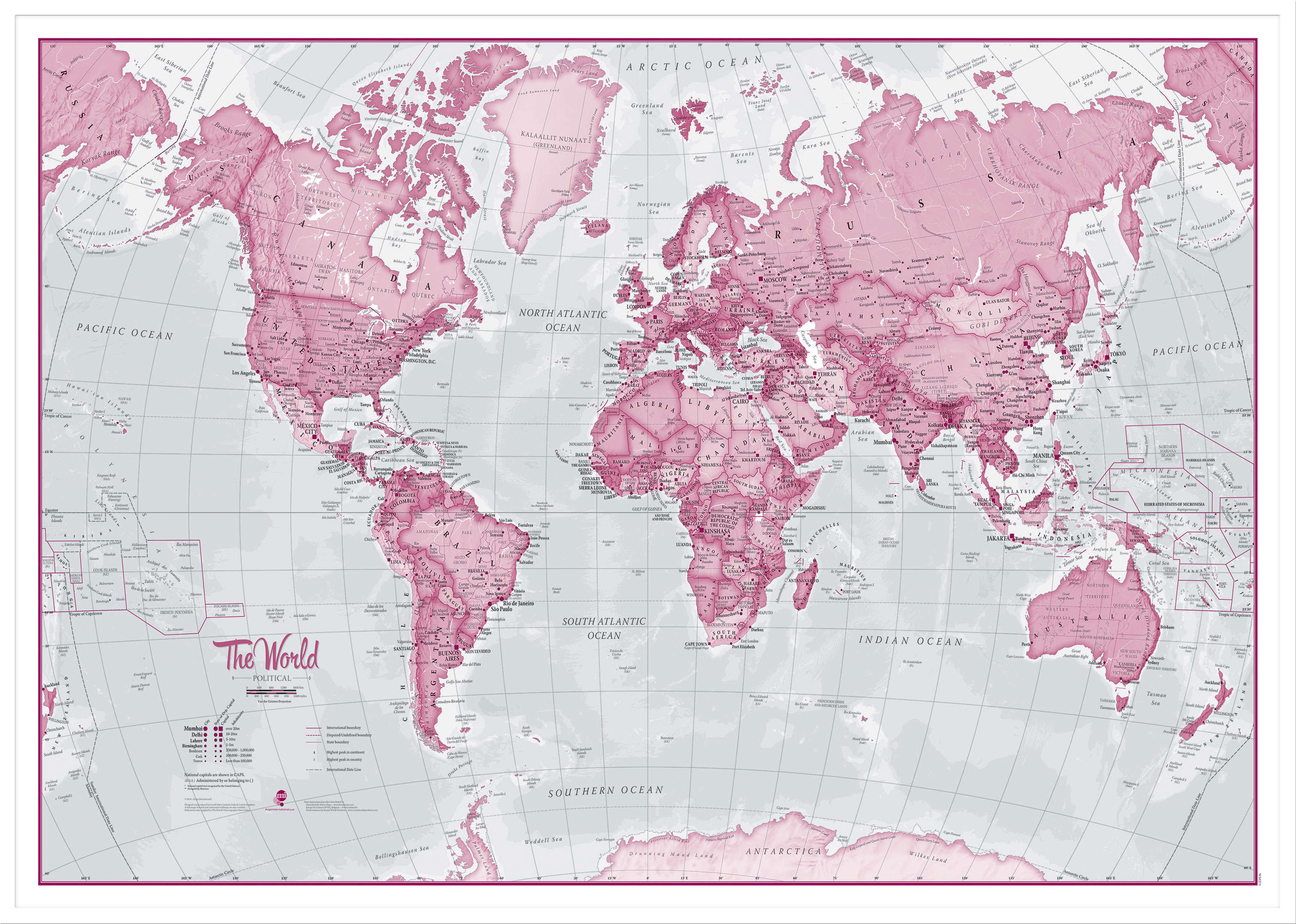 WM00273_L_LBWWH - The World Is Art - Wall Map Pink