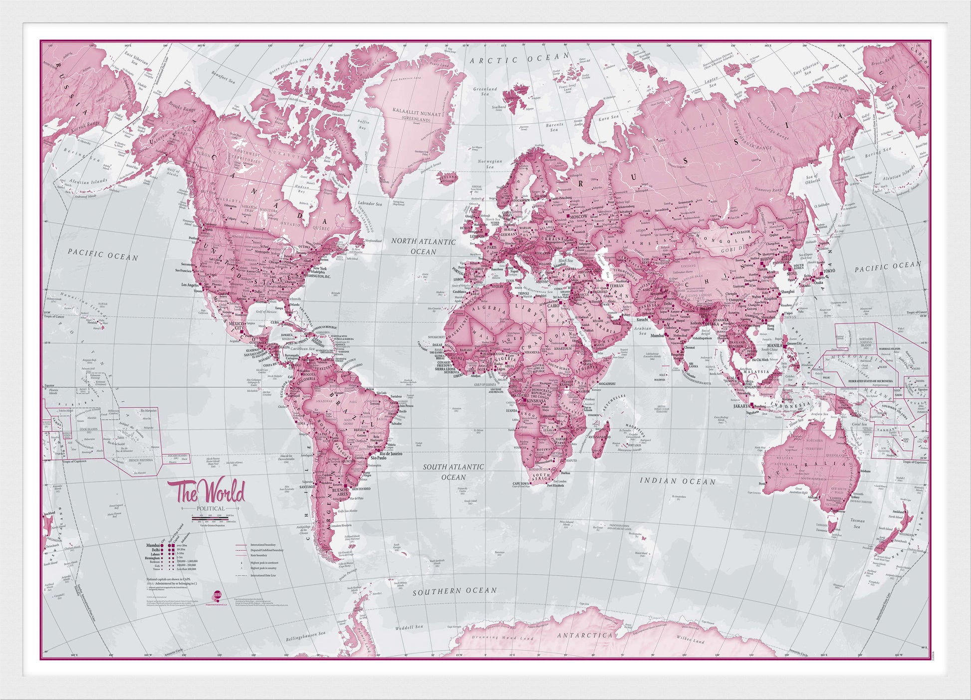 WM00273_S_WDWHI - The World Is Art - Wall Map Pink